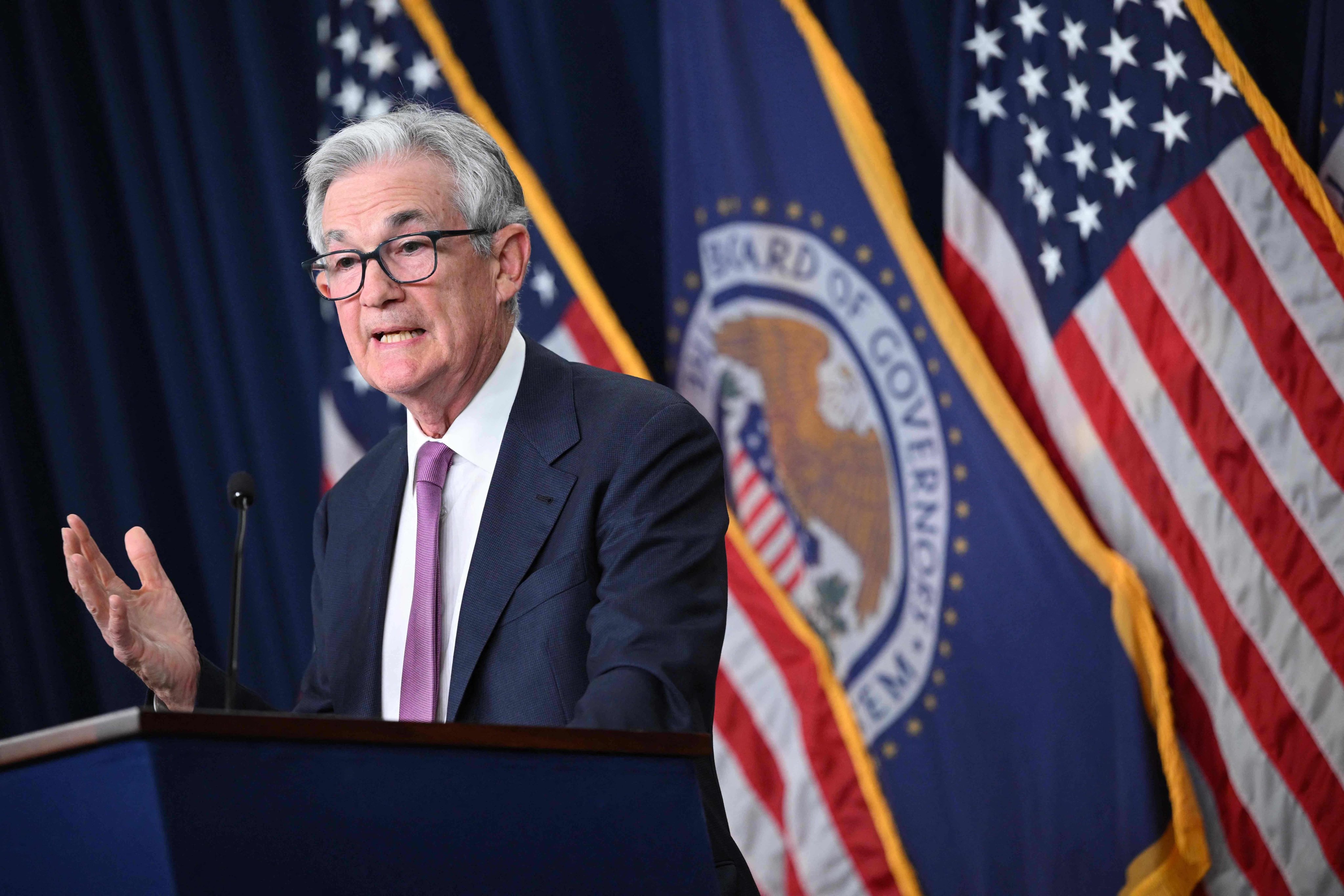 Federal Reserve Board chairman Jerome Powell speaks during a news conference on June 14 after the US central bank paused its aggressive campaign of interest rate hikes despite “elevated” inflation, while indicating a sharp increase could be needed before the end of the year. Photo: AFP