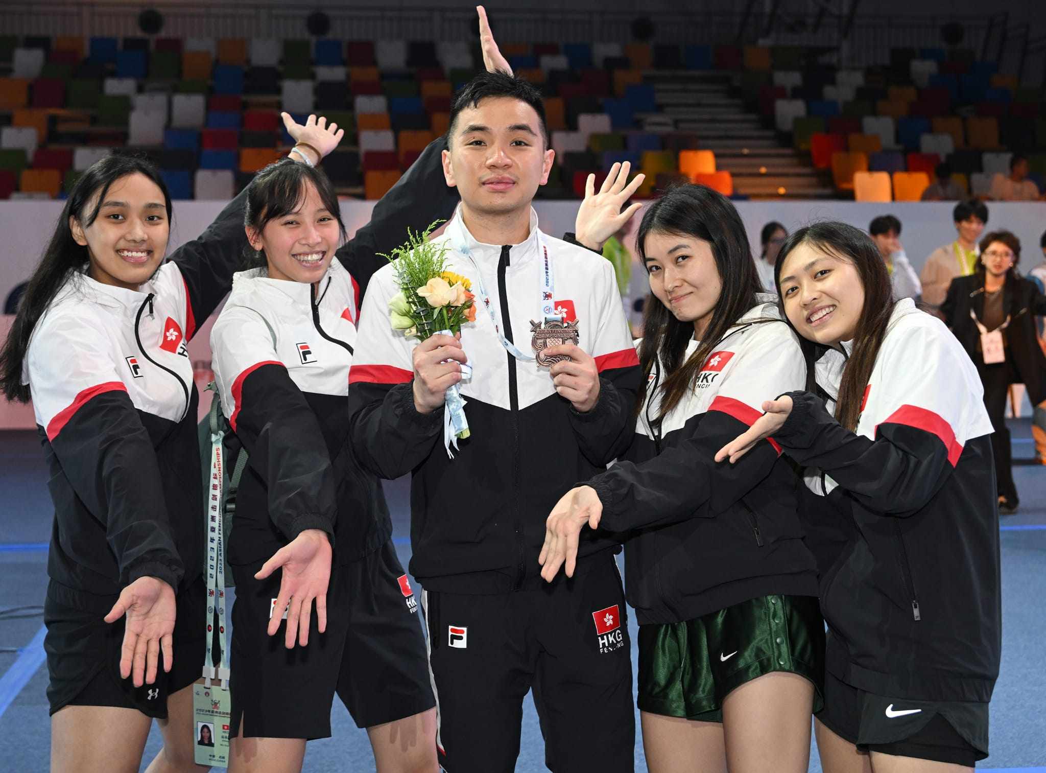 Yeung Chi-ka celebrates with his bronze medal at the Asian Championships in Wuxi. Photos: Handout