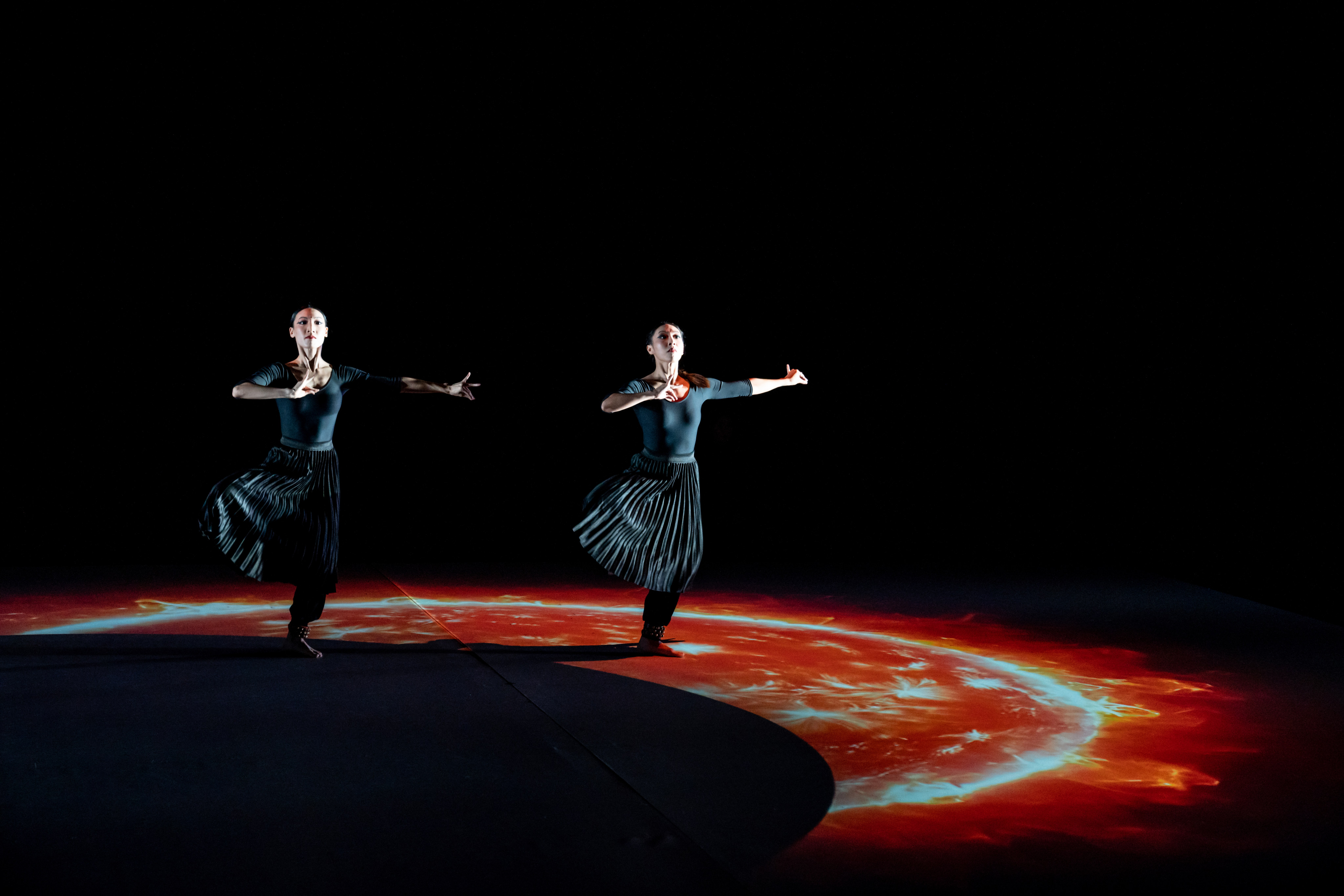 Jasmine Lam (left) and Peggy Chow perform “Bhagavad Gita”, Chinese theatre director Tang Shu-wing’s take on the epic Sanskrit poem. Photo:  Tang Shu-wing Theatre Studio