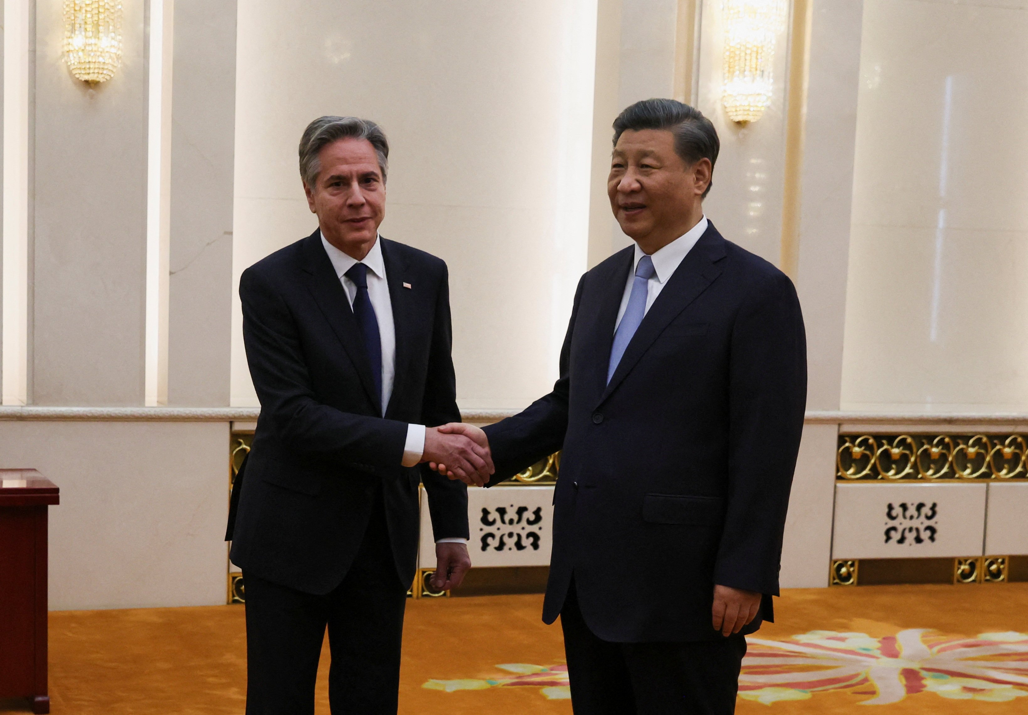 US Secretary of State Antony Blinken shakes hands with Chinese President Xi Jinping at the Great Hall of the People in Beijing on Monday. Photo: Reuters