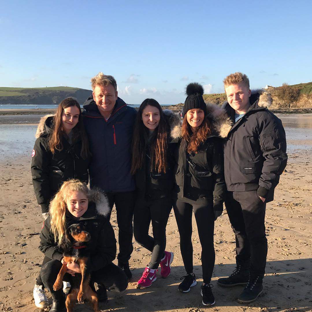 Gordon Ramsay (centre left) and his wife Tana (centre right) share children Holly, Megan, Jack and Tilly Ramsay. Photo: @tanaramsay/Instagram
