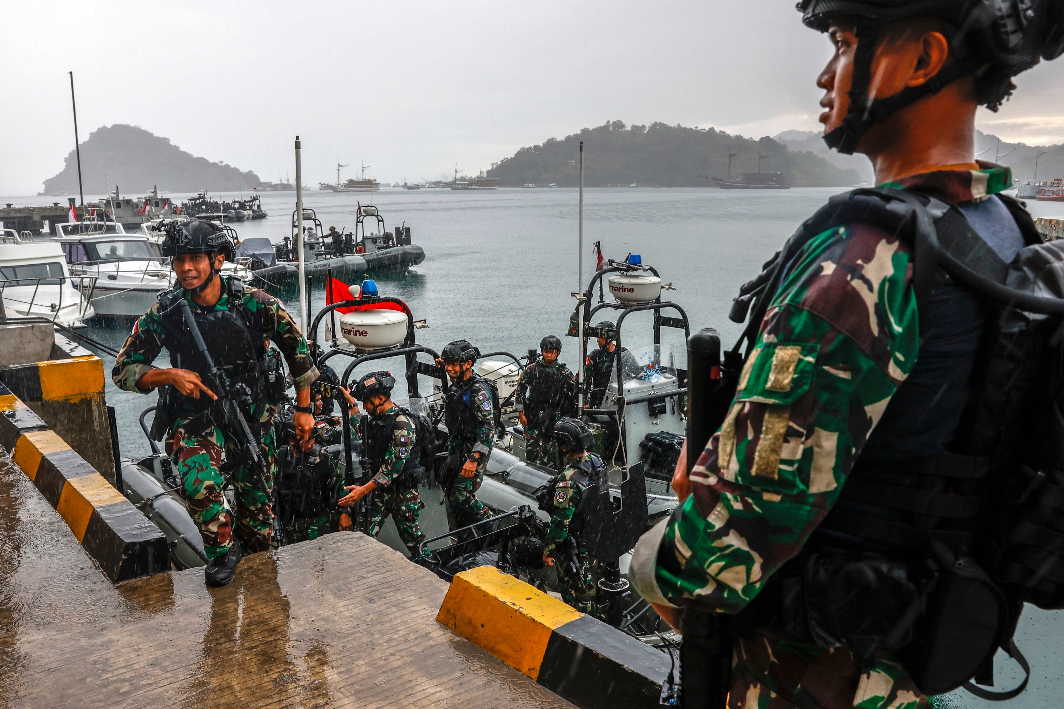 Members of the Indonesian Navy disembark from boats during a patrol for May’s Asean summit, which was hosted by Jakarta. The bloc is due to hold regional drills in September, its first since it was formed in 1967. Photo: EPA-EFE