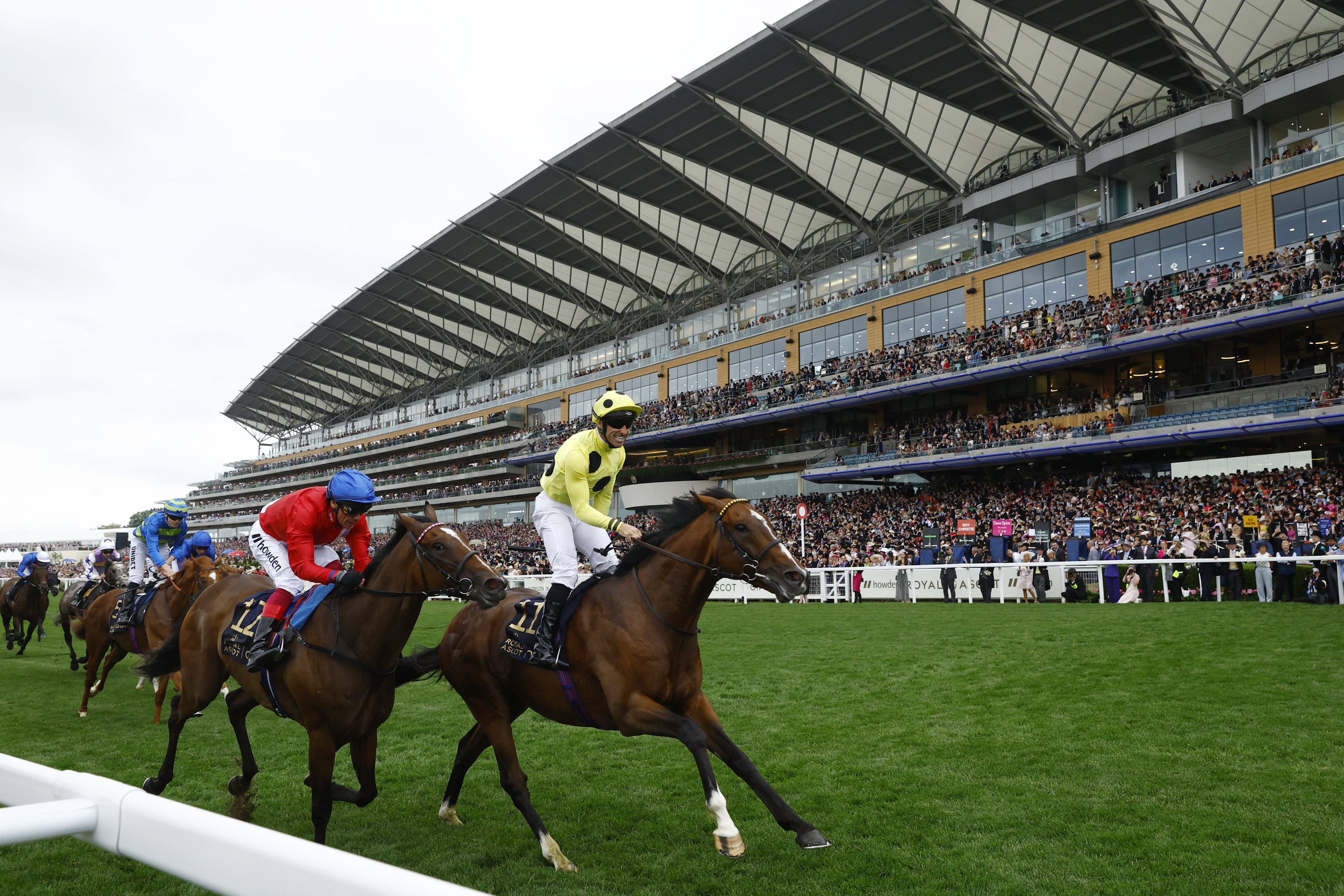 Neil Callan is all smiles as Triple Time wins the Queen Anne Stakes at Royal Ascot on Tuesday. Photo: Reuters