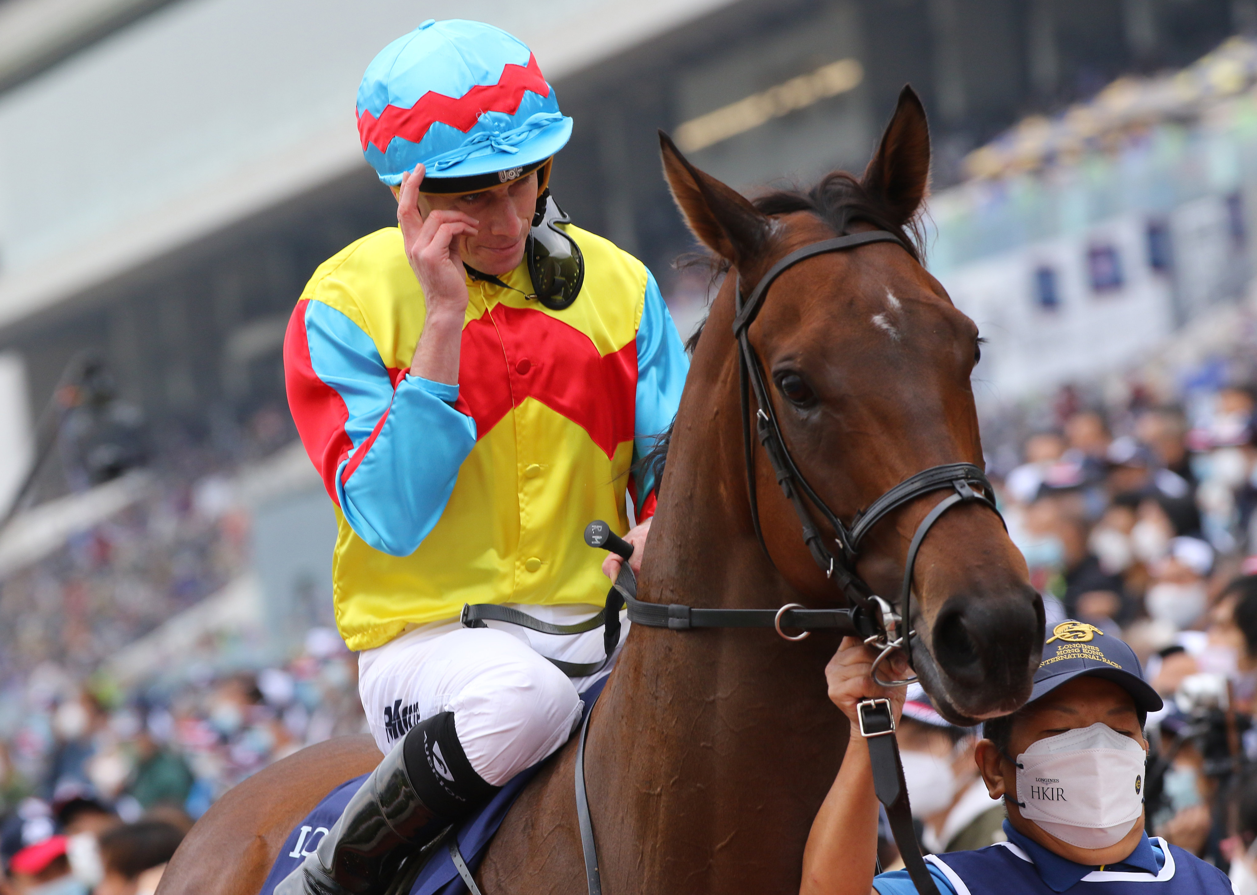 Ryan Moore and Wellington return after winning the 2022 Hong Kong Sprint. Photo: Kenneth Chan