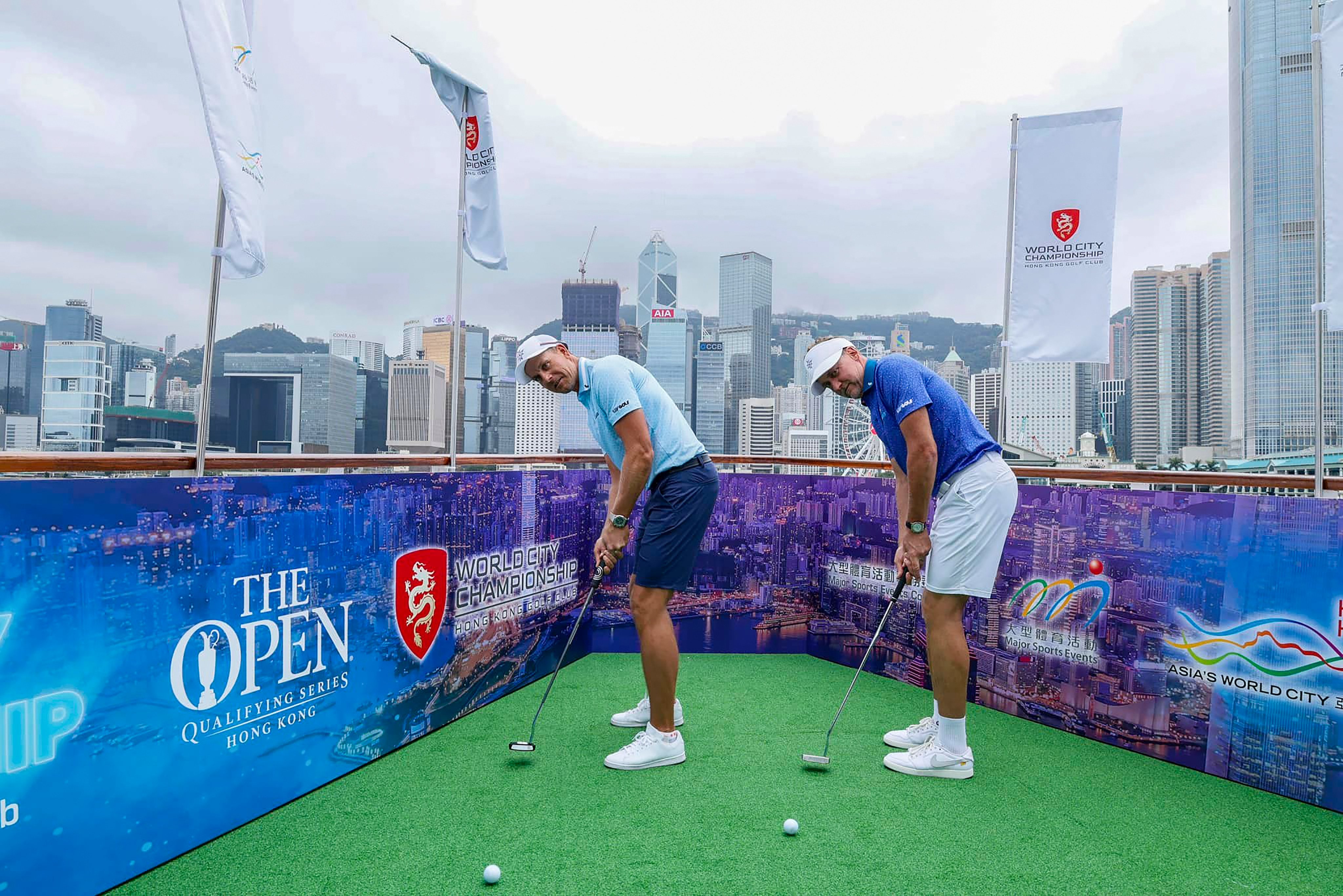Henrik Stenson (left) and Ian Poulter, pictured in Hong Kong before the World City Championship in March, now have a new sponsor. Photo: Handout