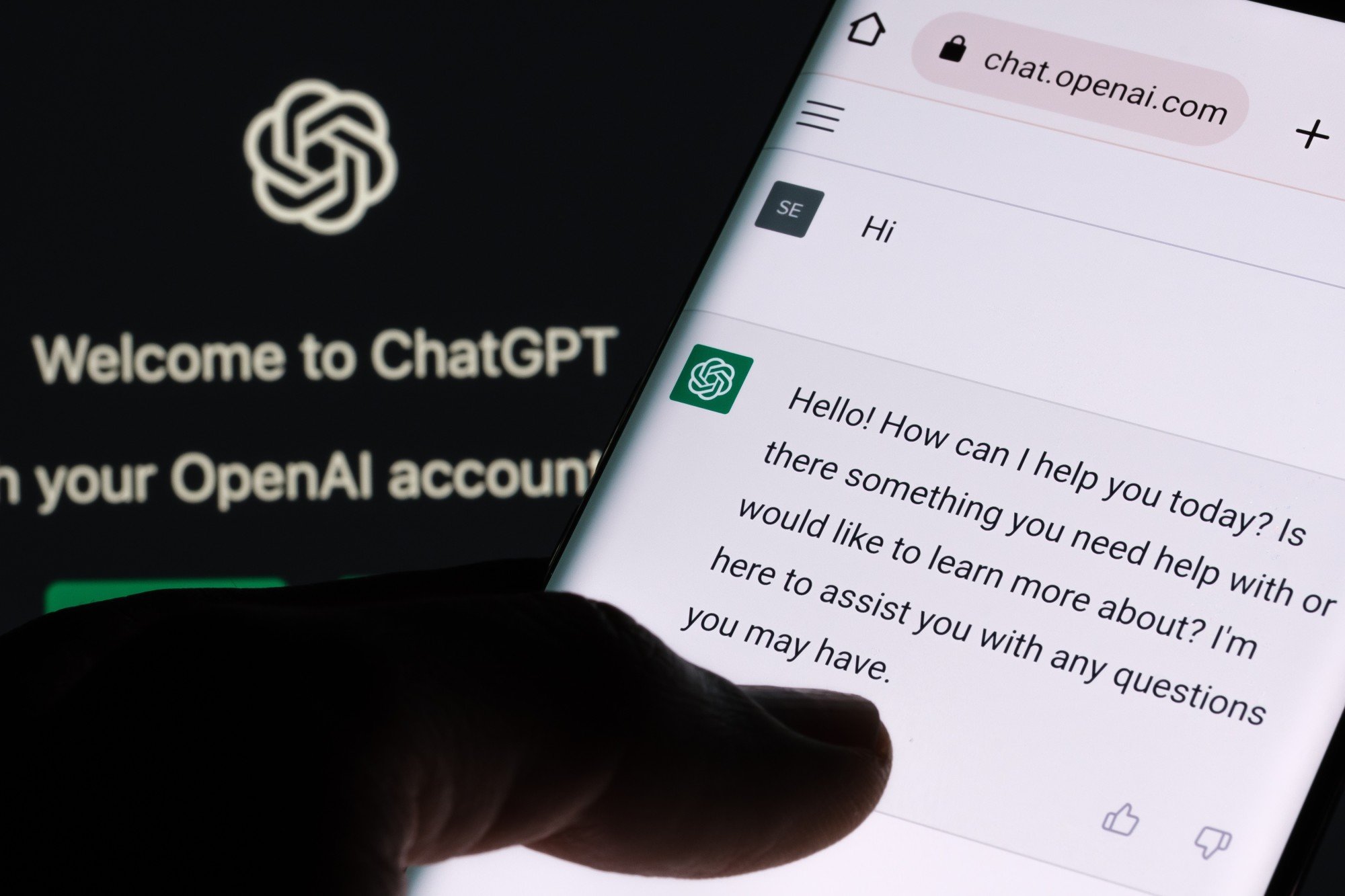 A ChatGPT chat bot screen seen on a smartphone. Photo: Shutterstock