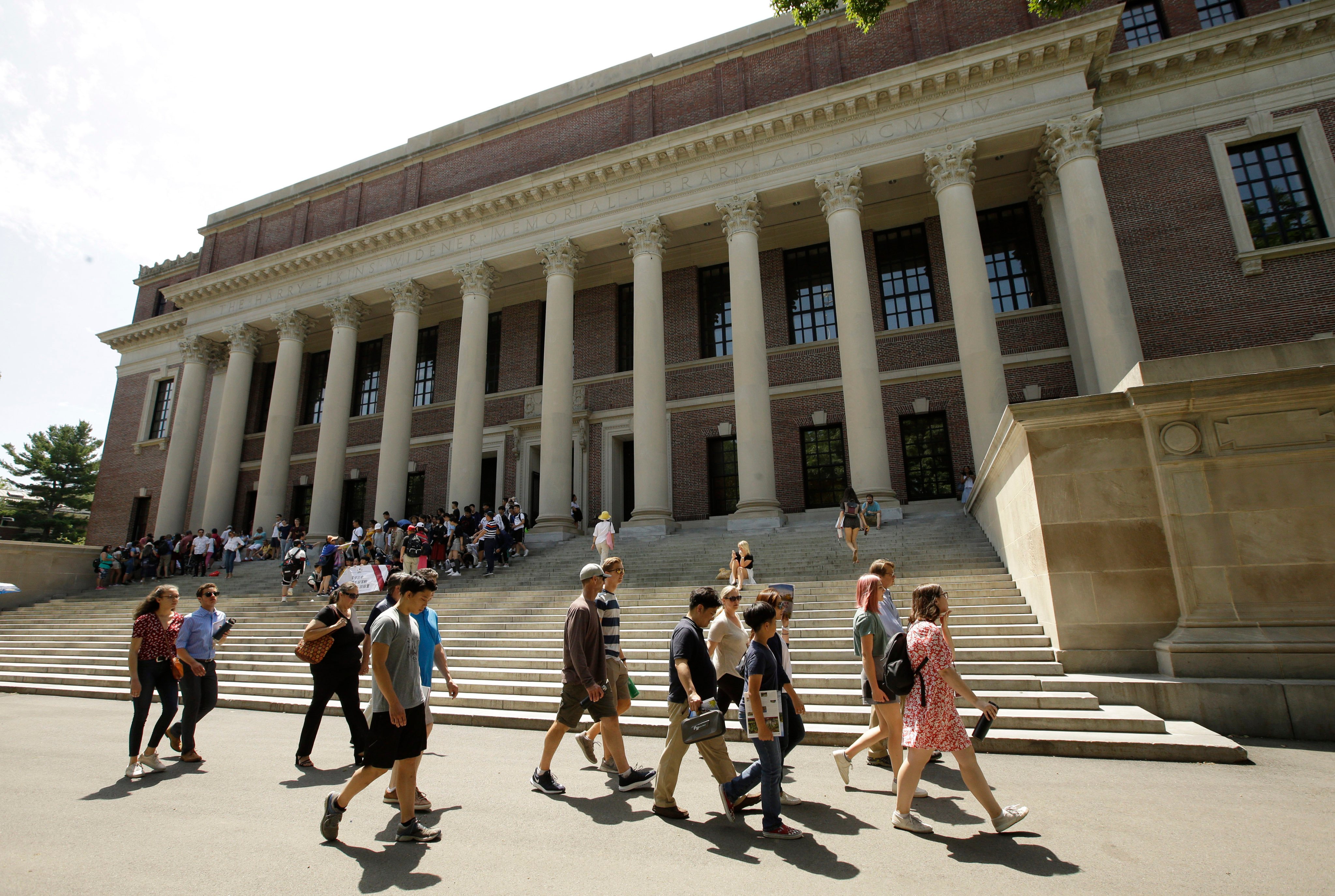 People pass the Widener Library on Harvard University’s campus in Cambridge, Massachusetts, on July 16, 2019. The number of Chinese international students in the US has dropped by more than a fifth since then. Photo: AP