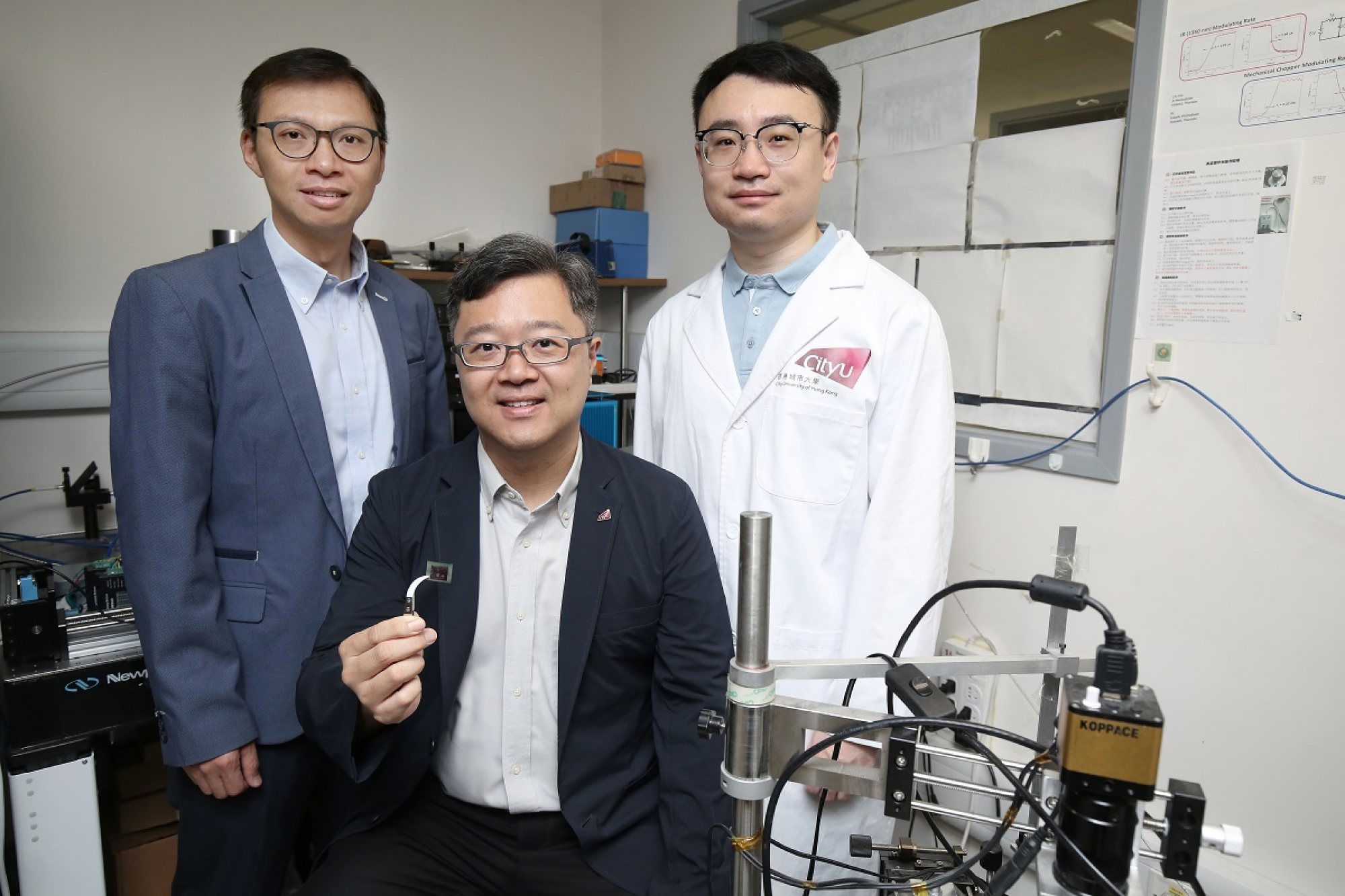 CityU’s research team (from left) Dr Alex Wong Chun-yuen, Professor Johnny Ho Chung-yin and Dr Meng You. Photo: Handout