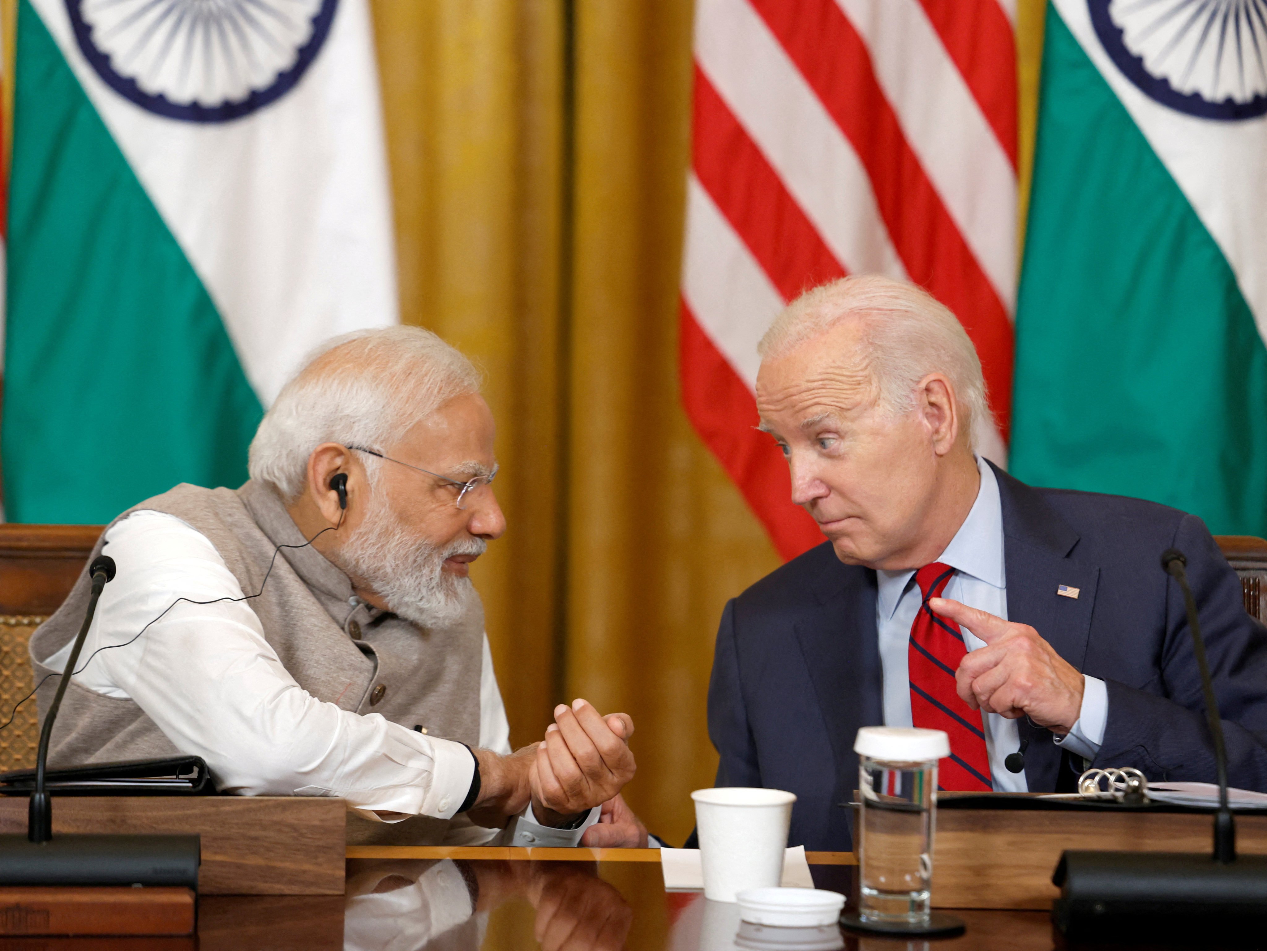 Indian Prime Minister Narendra Modi (left) and US President Joe Biden meet with senior officials and CEOs of leading American and Indian companies at the White House in Washington on Friday. Photo: Reuters