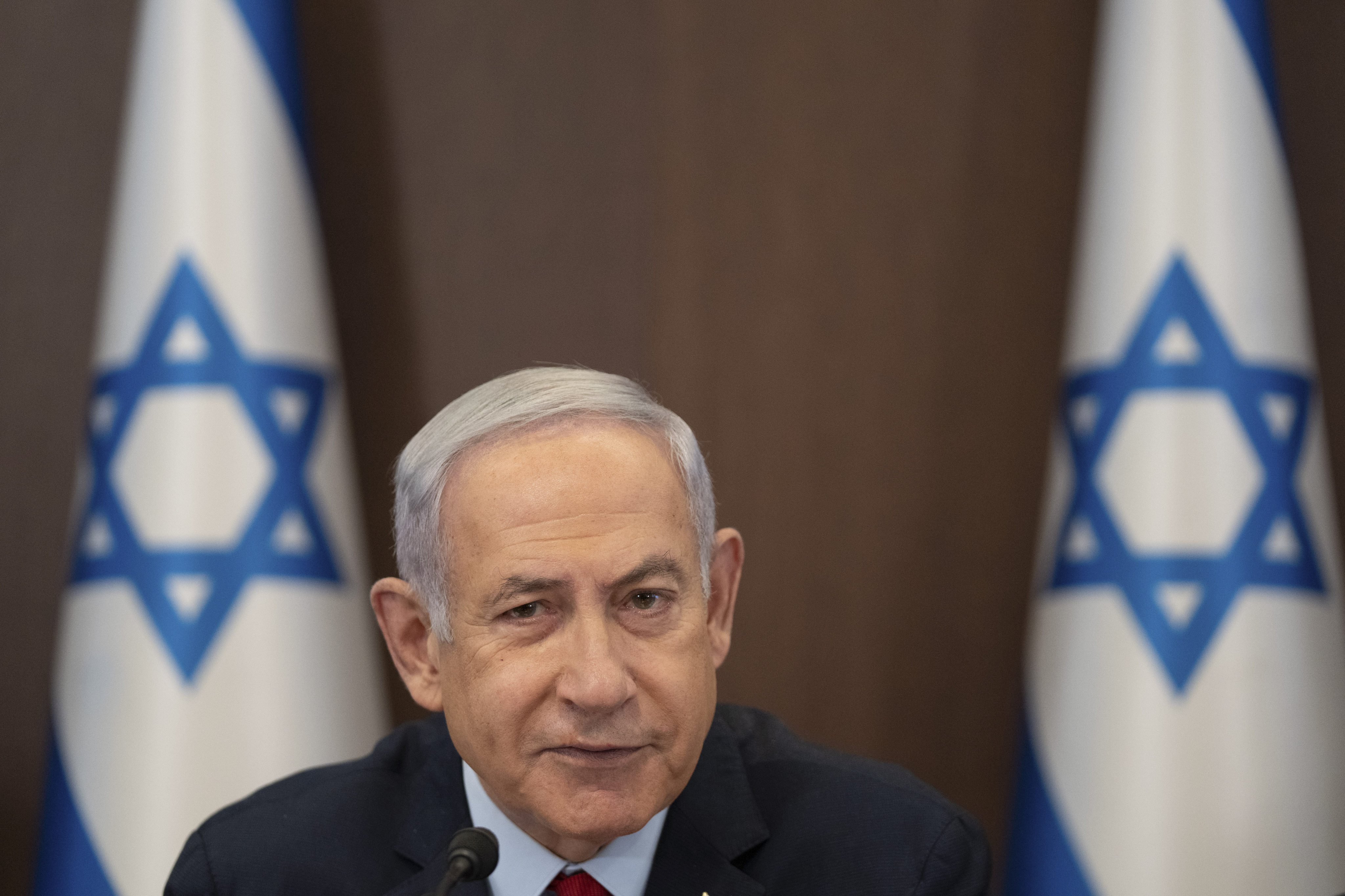 Israeli Prime Minister Benjamin Netanyahu chairs a cabinet meeting in Jerusalem on June 18. His trial looking at alleged corruption began in 2020 and has featured over 40 prosecution witnesses. Photo: AP