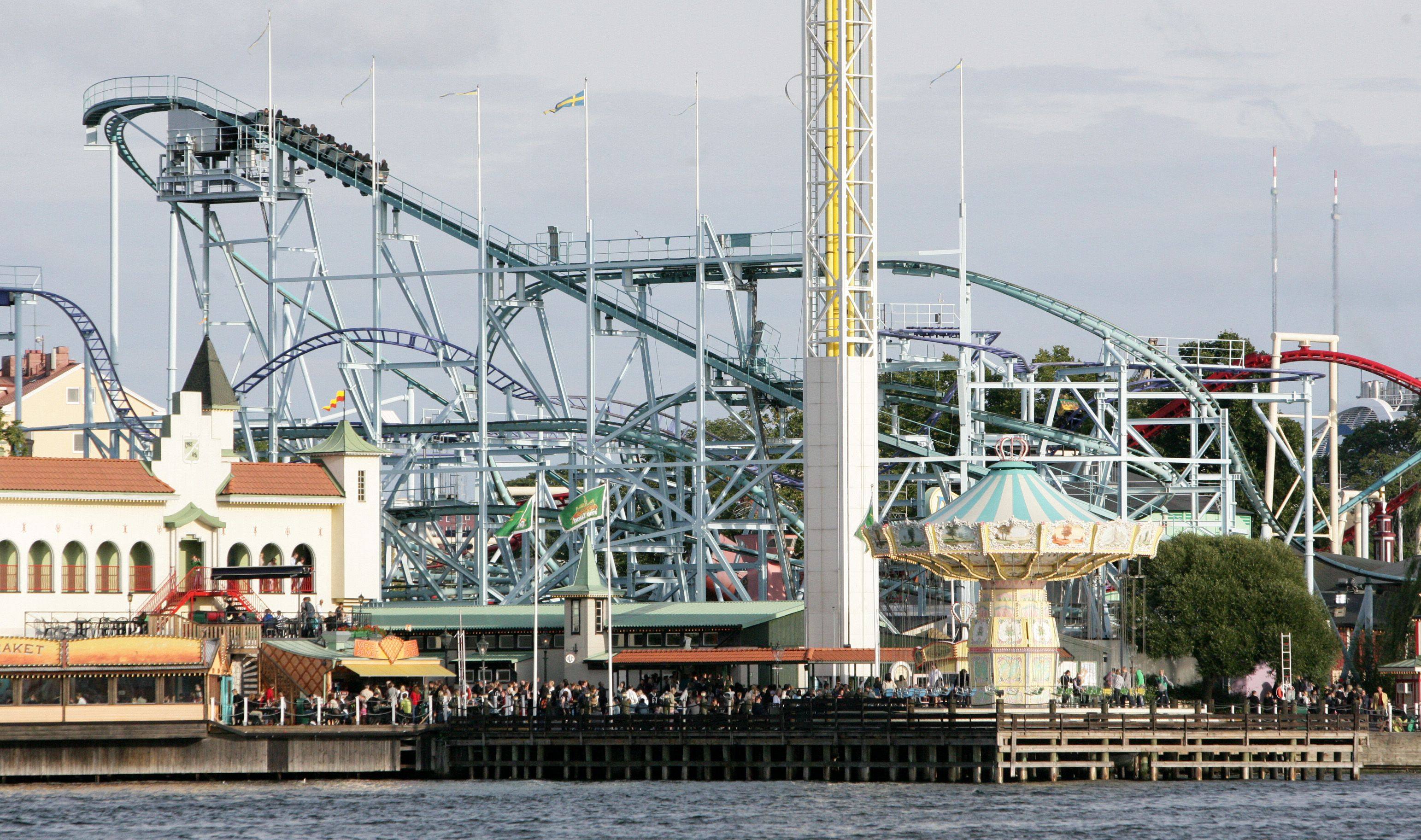 The Jetline roller coaster at the Grona Lund amusement park in Stockholm, Sweden. File photo: AFP