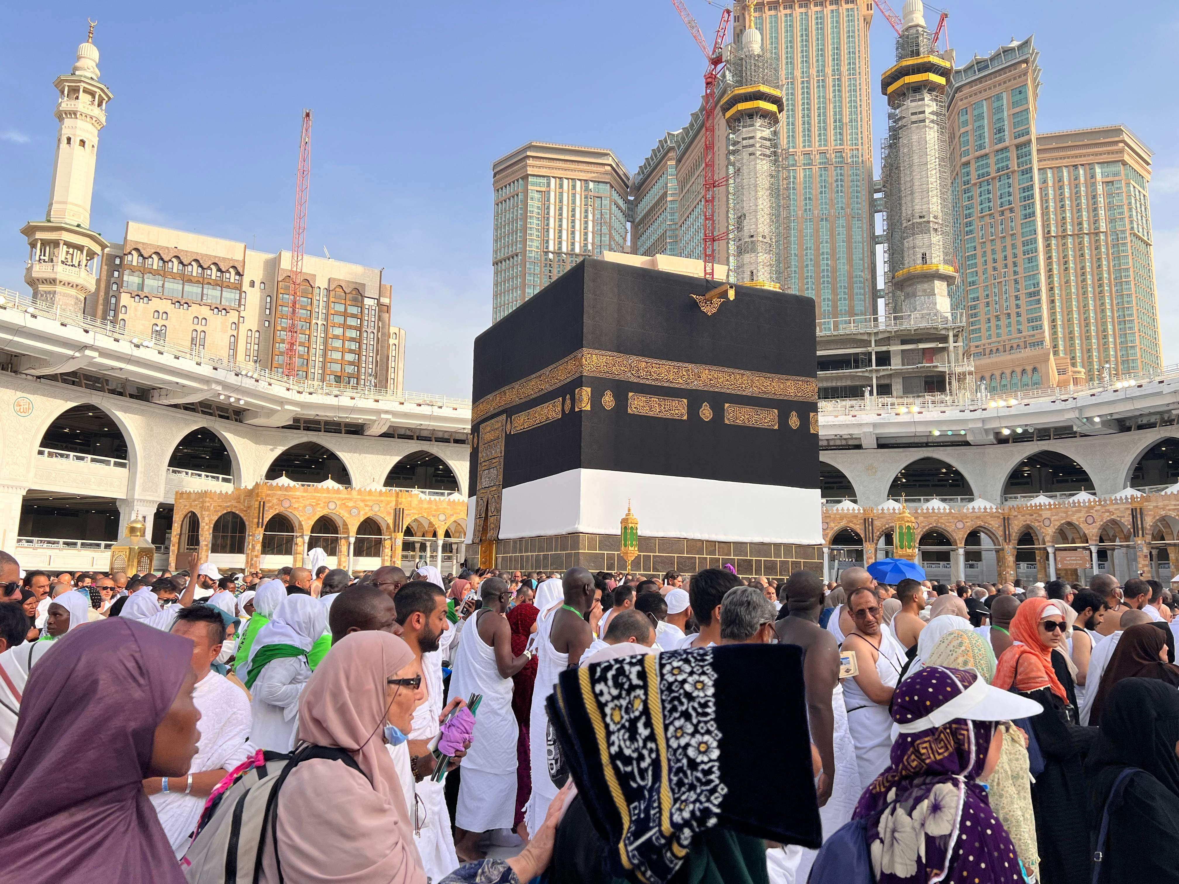 Muslim worshippers and pilgrims gather around the Kaaba, Islam’s holiest shrine, at the Grand Mosque in the holy city of Mecca on Saturday as they arrive for the annual Hajj pilgrimage. Photo: AFP