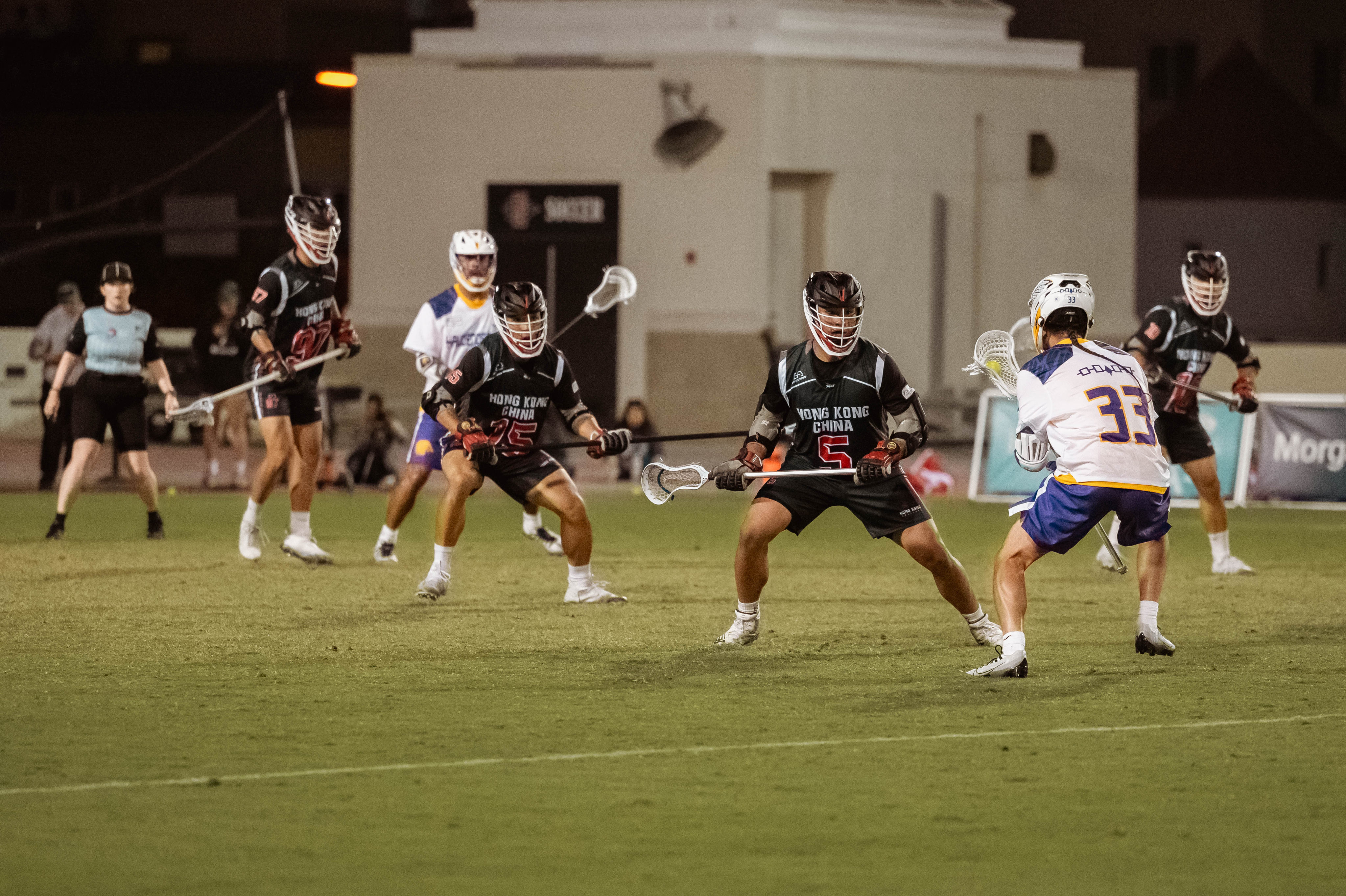 Hong Kong in action against Haudenosaunee in the elite playoffs at the World Lacrosse Championship in San Diego. Photos: Handout