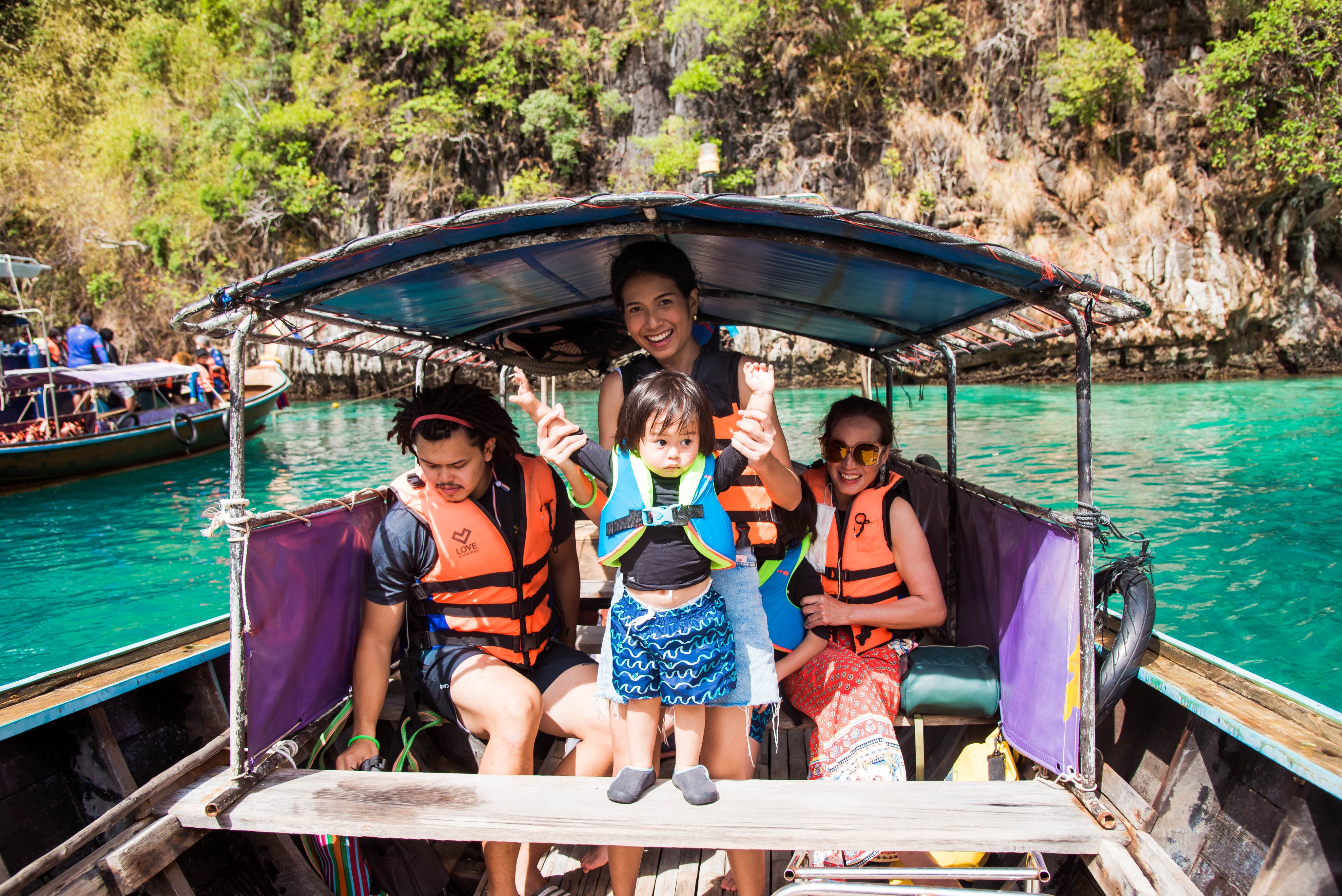A family of tourists takes a boat trip in Pileh Lagoon, Phi Phi Island, Thailand. A private boat tour around the island came in at No 17 in the sailing and day cruise category on the latest Tripadvisor Travellers’ Choice Awards. Photo: Shutterstock