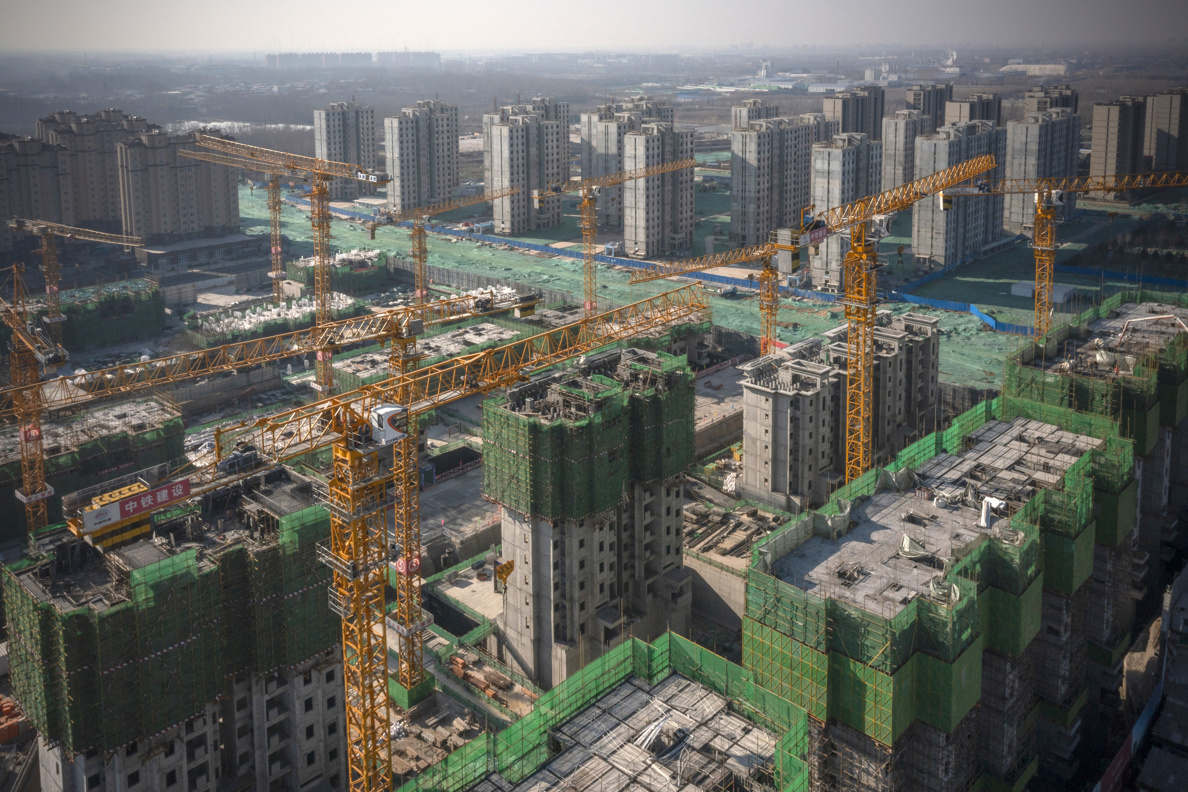A file photo of an unfinished apartment building site of China Evergrande Group in Beijing from January 2021. Photo: Bloomberg