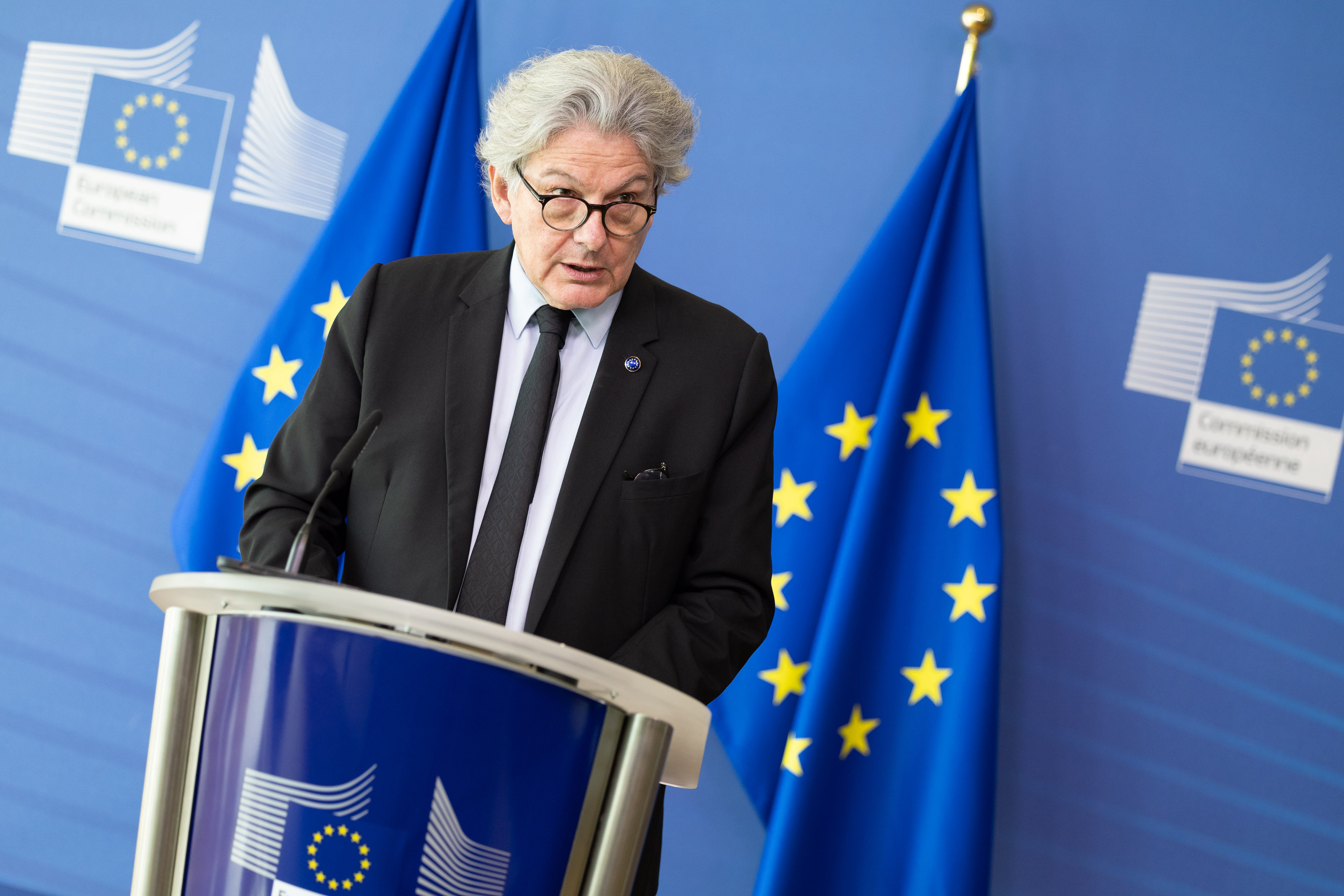 European Union industry chief Thierry Breton speaks during a press conference in Brussels, Belgium, on June 15, 2023. Photo: Christophe Licoppe/European Commission/dpa