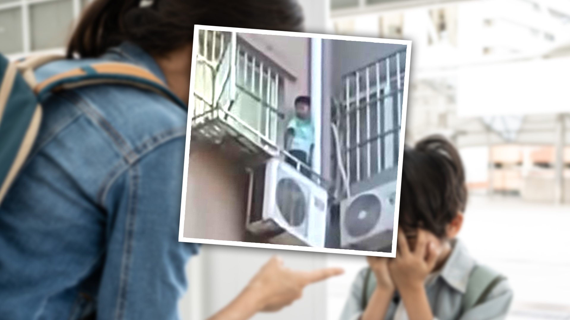 A viral video of a young boy in China leaping from the fifth floor of a block of flats to escape his mother who is hitting him with a stick has shocked mainland social media and raised questions about the country’s child protection laws. Photo: SCMP composite/Douyin