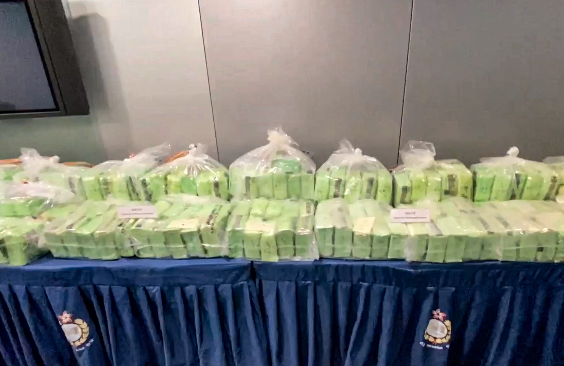 Suspected crystal meth seized in police raids worth an estimated HK$123 million. Photo: Handout