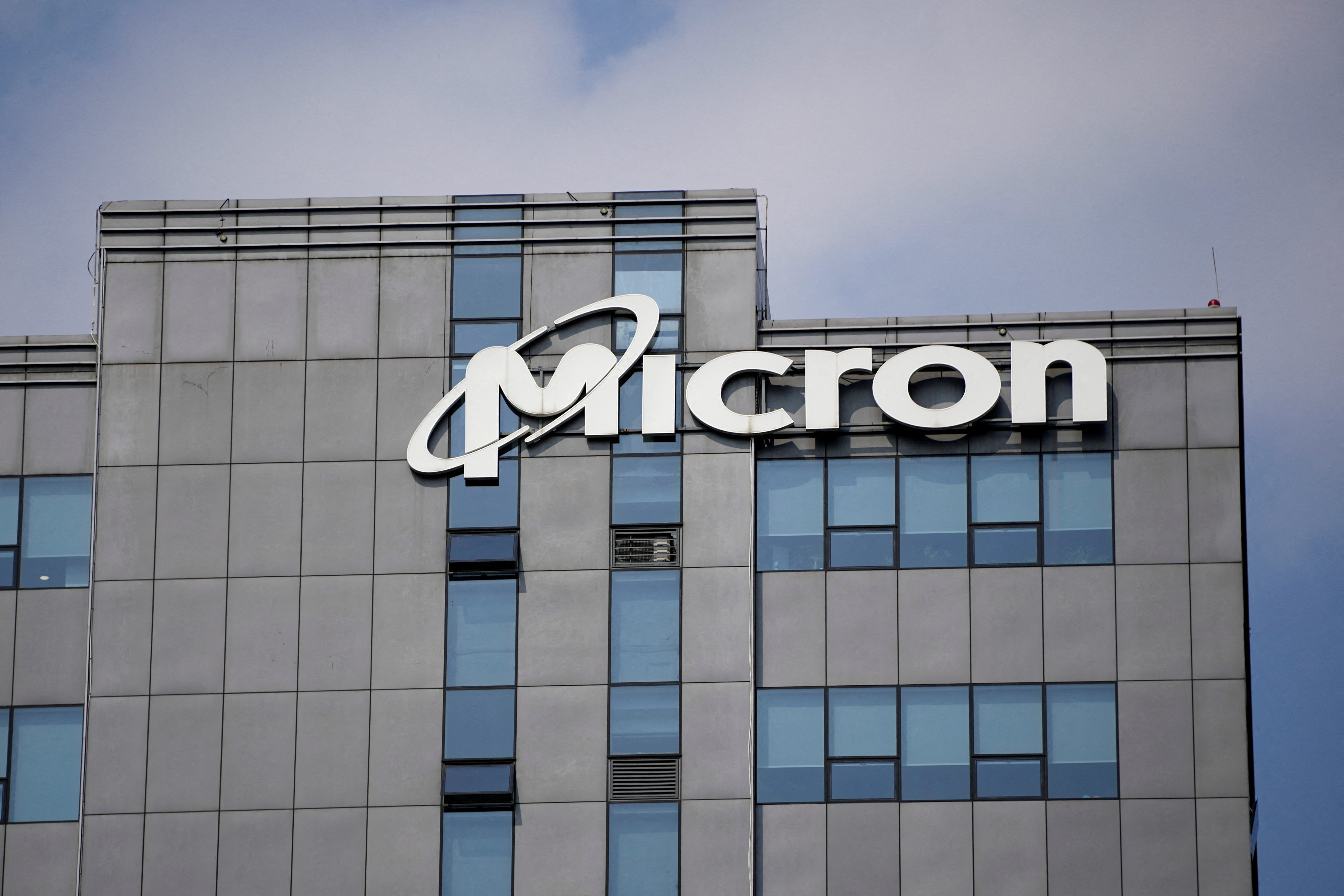 US chip maker Micron Technology's logo is seen at the company's office building in Shanghai on May 25, 2023. Photo: Reuters