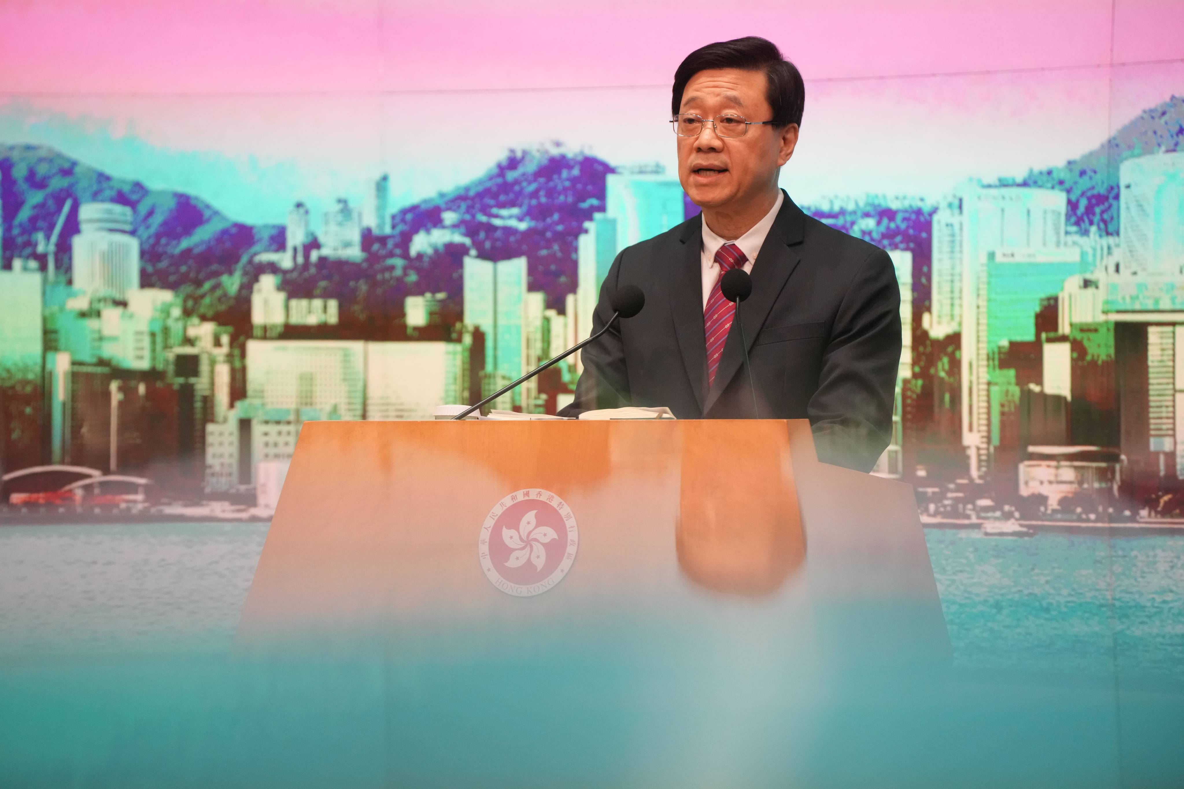 Chief Executive John Lee attends a press conference ahead of an Executive Council meeting at government’s headquarters in Admiralty on June 27. Photo: Robert Ng