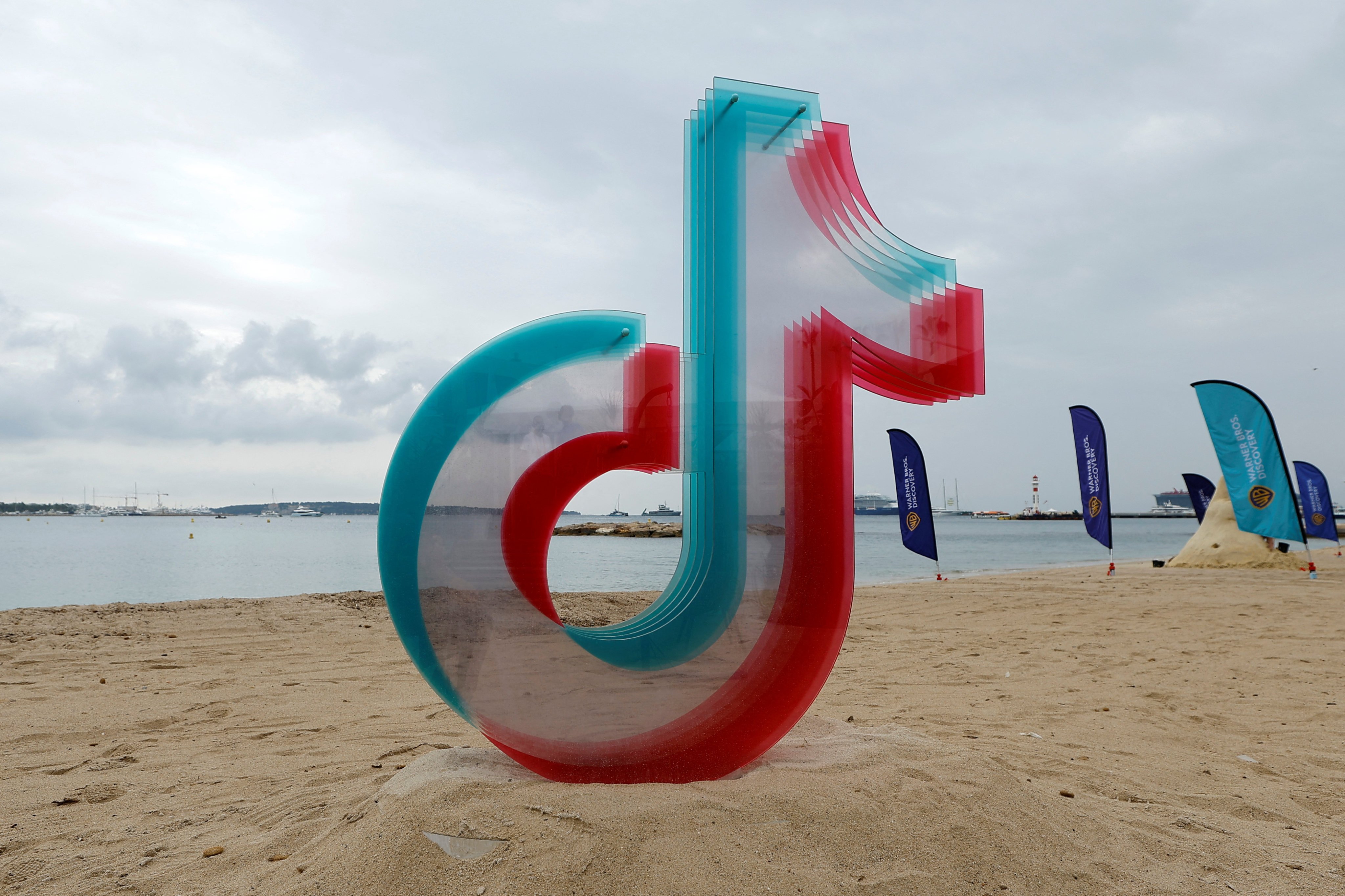TikTok’s logo is seen on the beach during the Cannes Lions International Festival of Creativity in Cannes, France, on June 22, 2022. Photo: Reuters