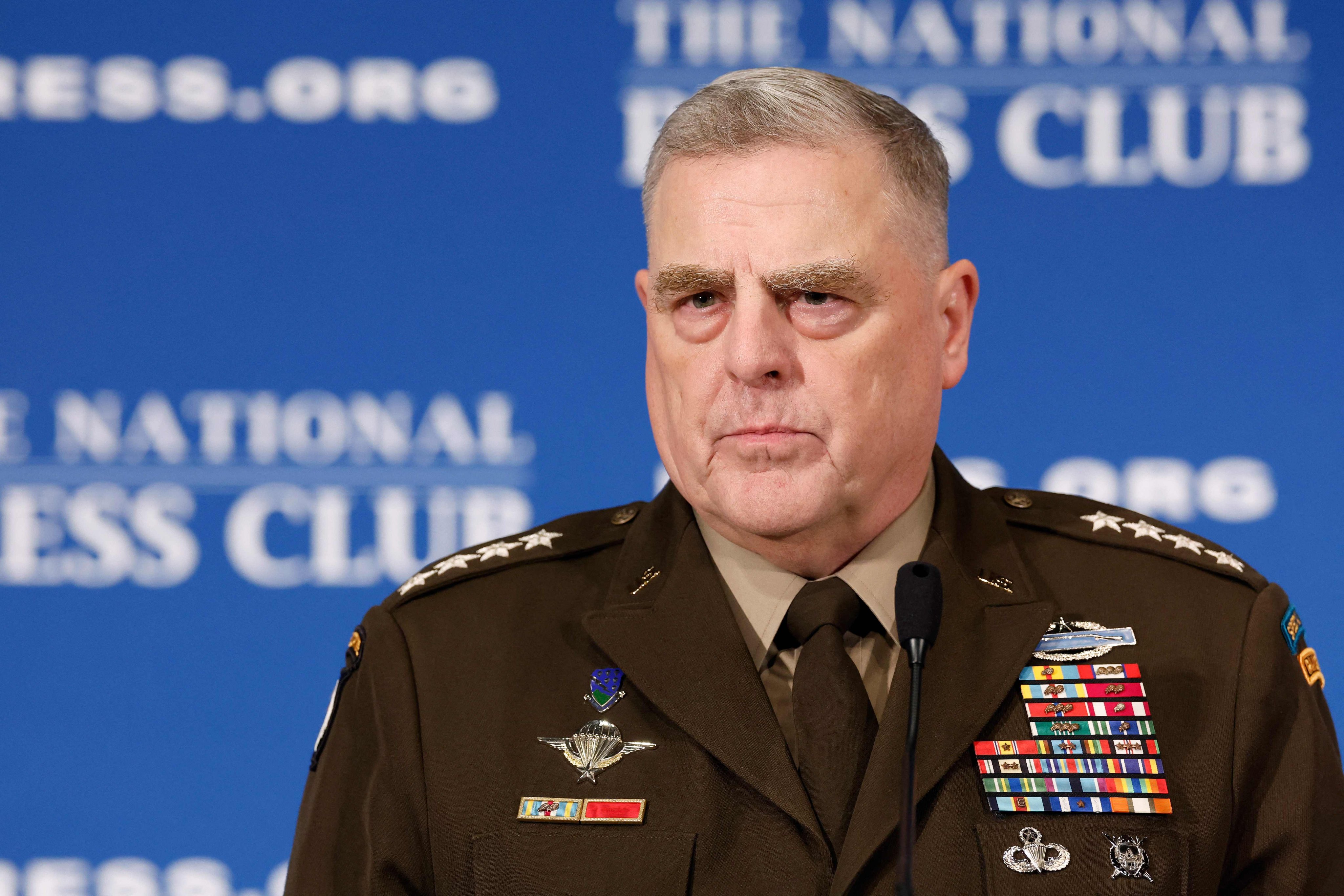 US Joint Chiefs of Staff Chairman General Mark Milley speaks at the National Press Club in Washington on Friday. Photo: Getty Images via AFP