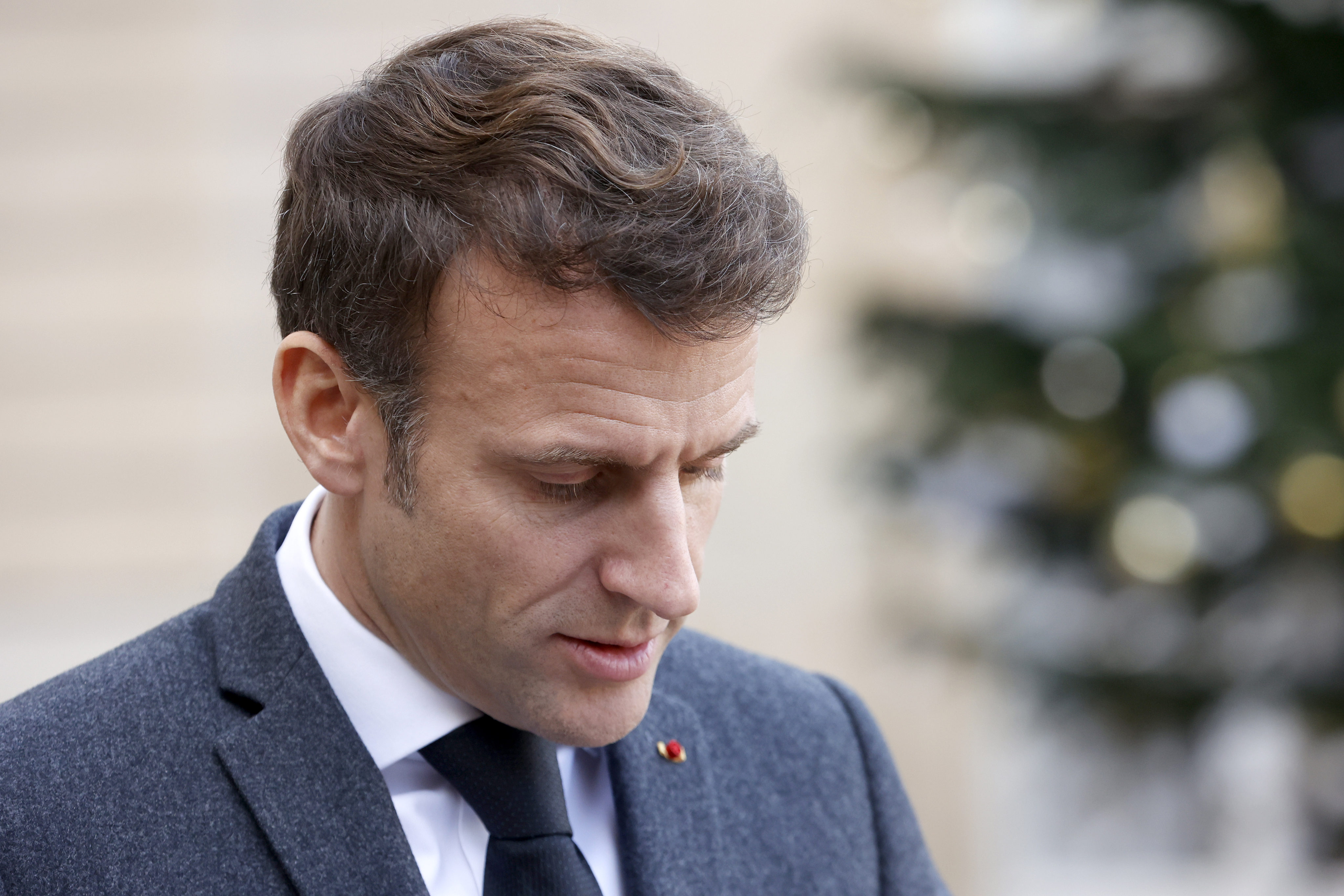 France’s President Emmanuel Macron talks to the press at the Elysee presidential palace on January 3 in Paris. Photo: Getty Images