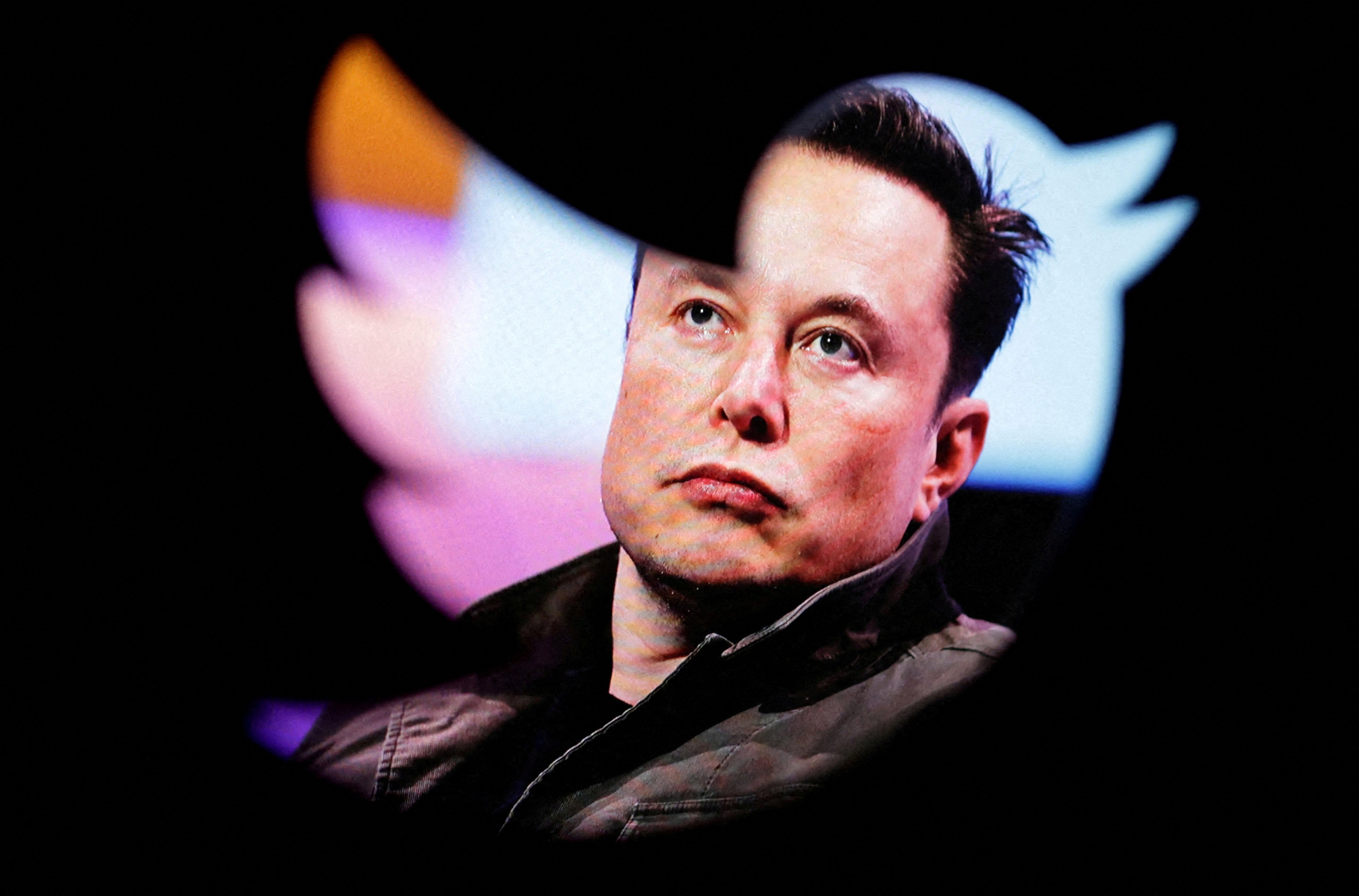 Elon Musk’s photo is seen through a Twitter logo. Photo: Reuters / Dado Ruvic / Illustration