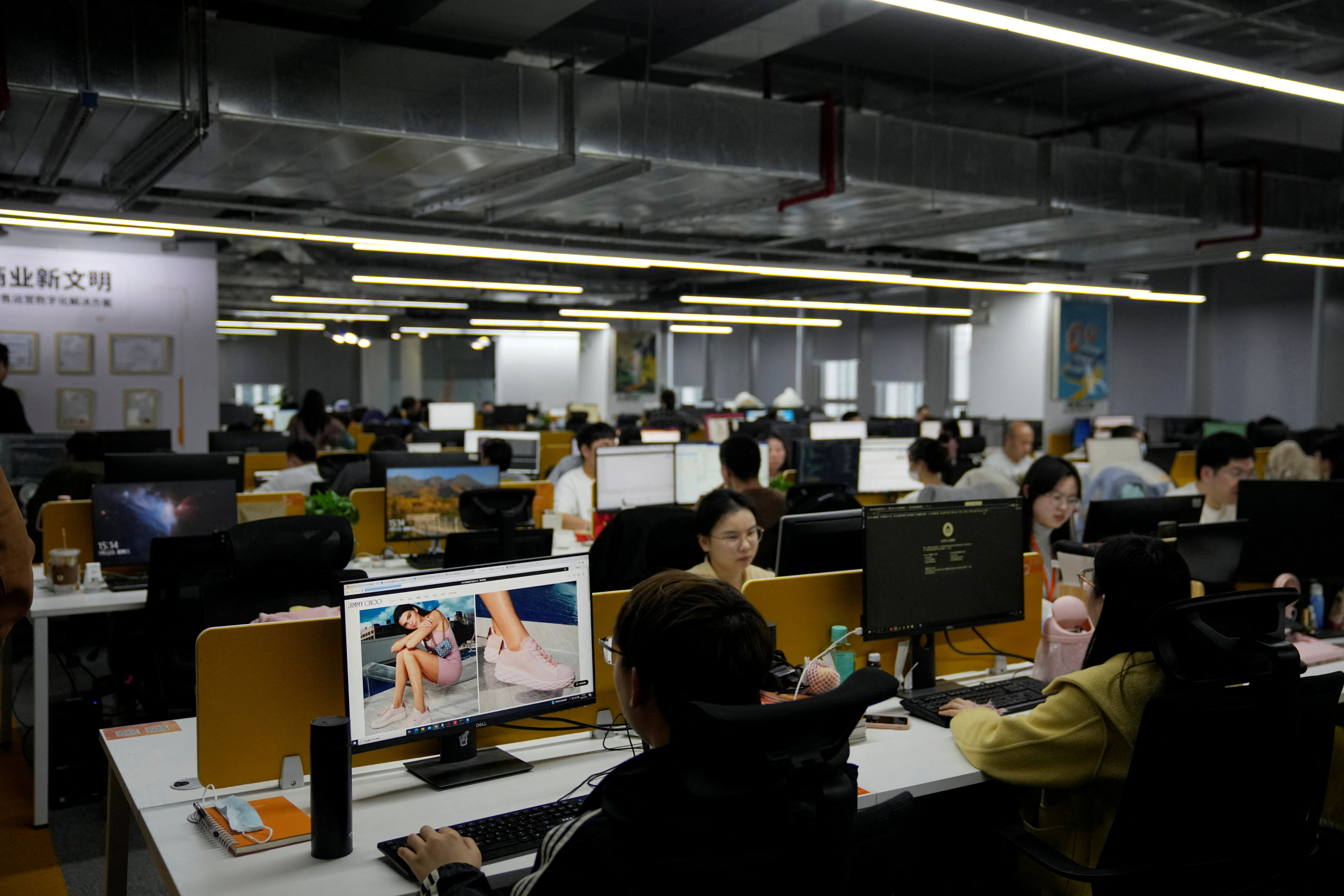 Staff members work at an office during an organised media tour to the e-commerce solutions company Buy Quickly, in Shanghai on March 22, 2023. The online sales segment of the internet industry saw the biggest jump in growth in the first five months of 2023, with revenues up 33.9 per cent, according to the Ministry of Industry and Information Technology. Photo: Reuters