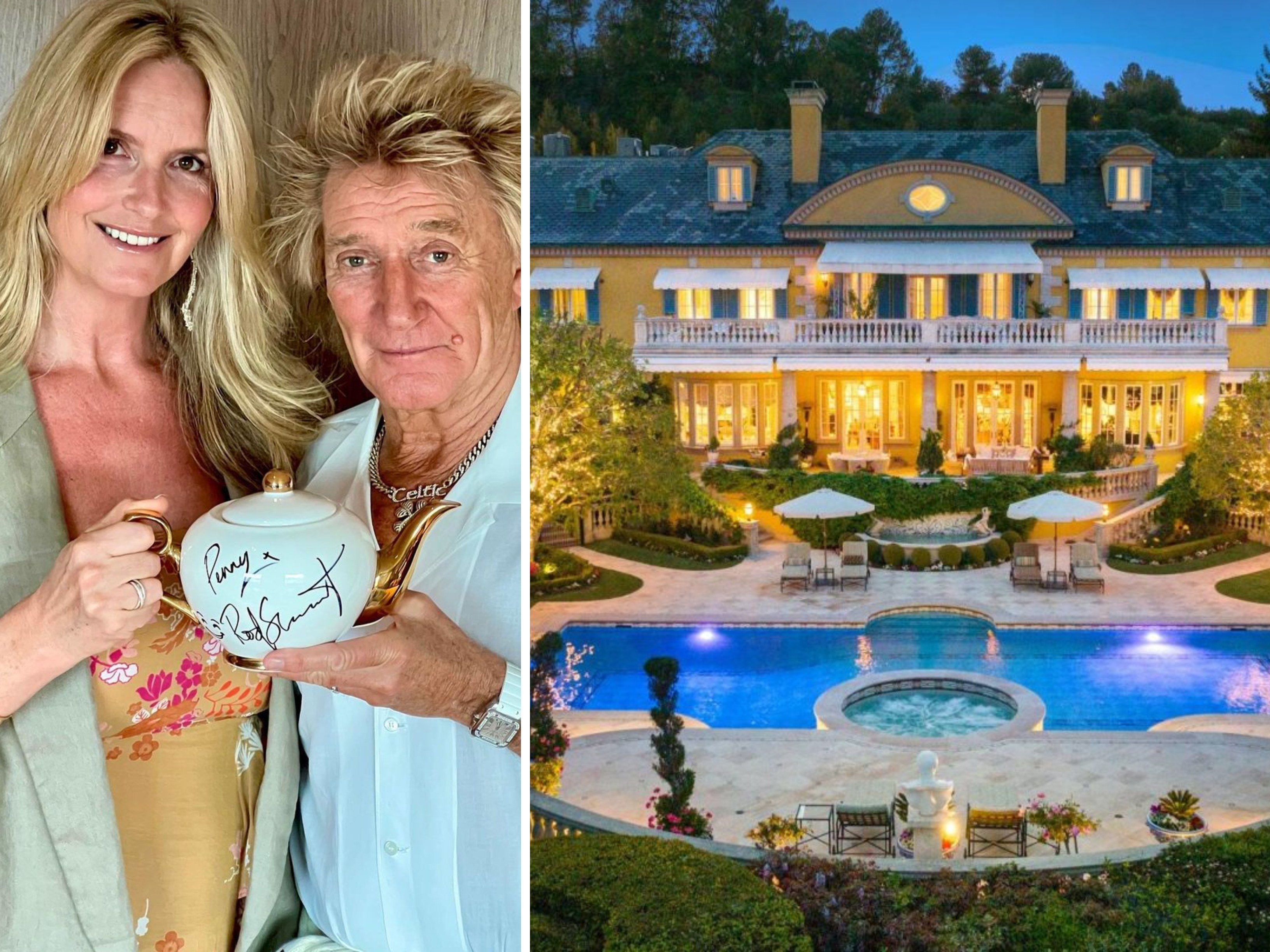 Rod Stewart and his wife, Penny Lancaster, are selling their Los Angeles mansion for US$70 million. Photo: @sirrodstewart/Instagram
