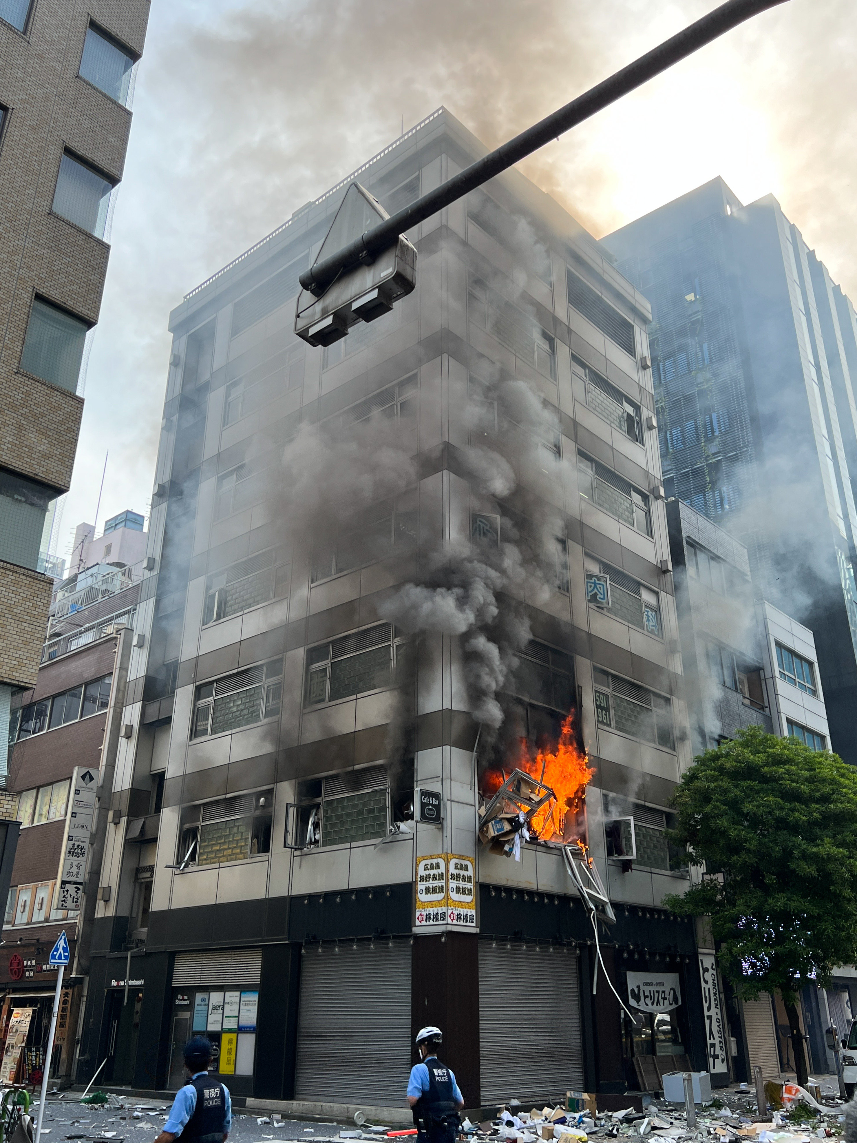 An explosion ripped through a building in downtown Tokyo, injuring four people. Photo: Xinhua