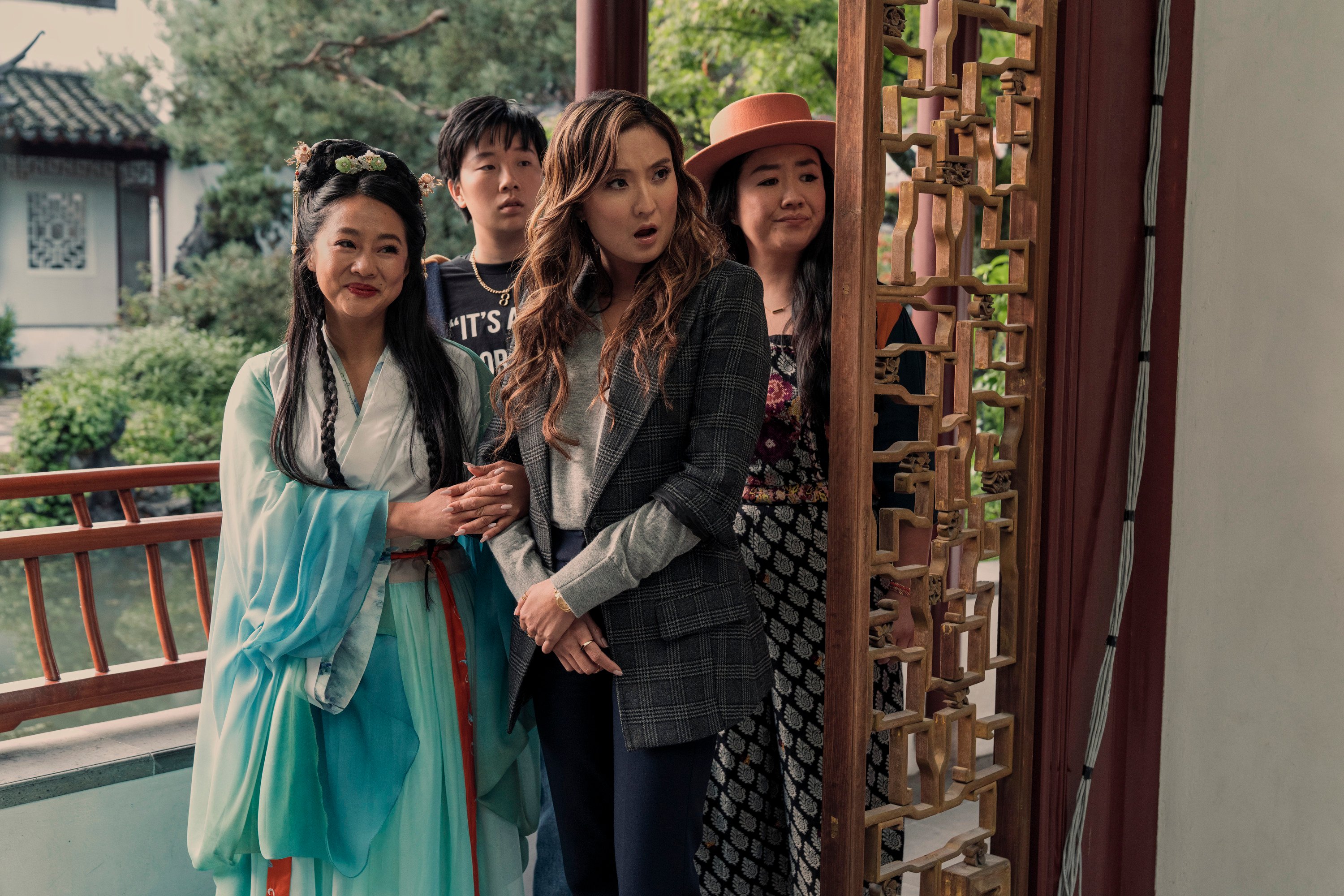 (From left) Stephanie Hsu, Sabrina Wu, Ashley Park and Sherry Cola in a still from “Joy Ride”, a new comedy movie directed by Crazy Rich Asians co-writer Adele Lim. Photo: Ed Araquel / Lionsgate