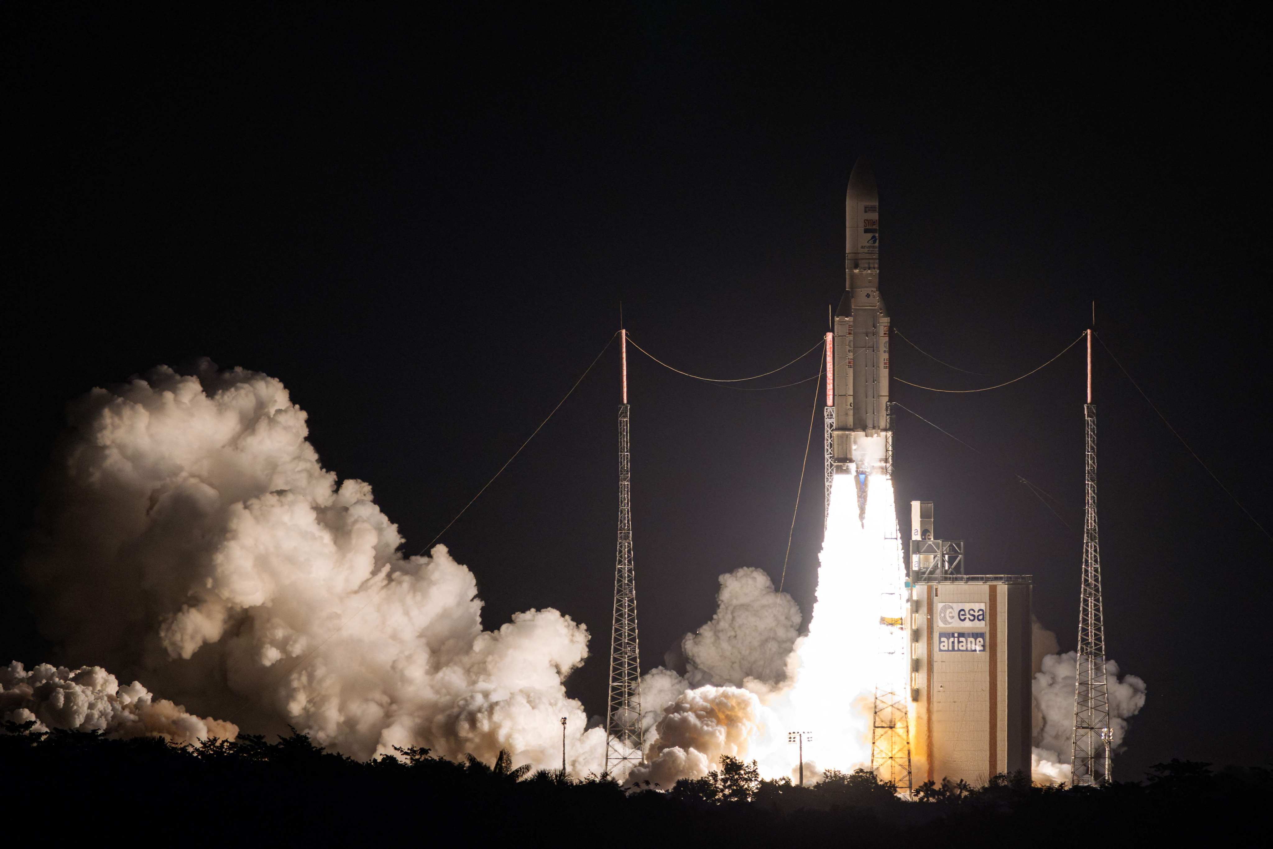The 117th and final Ariane 5 rocket flight takes place at around 7pm on Wednesday from Europe’s spaceport in Kourou, French Guiana. Photo: AFP