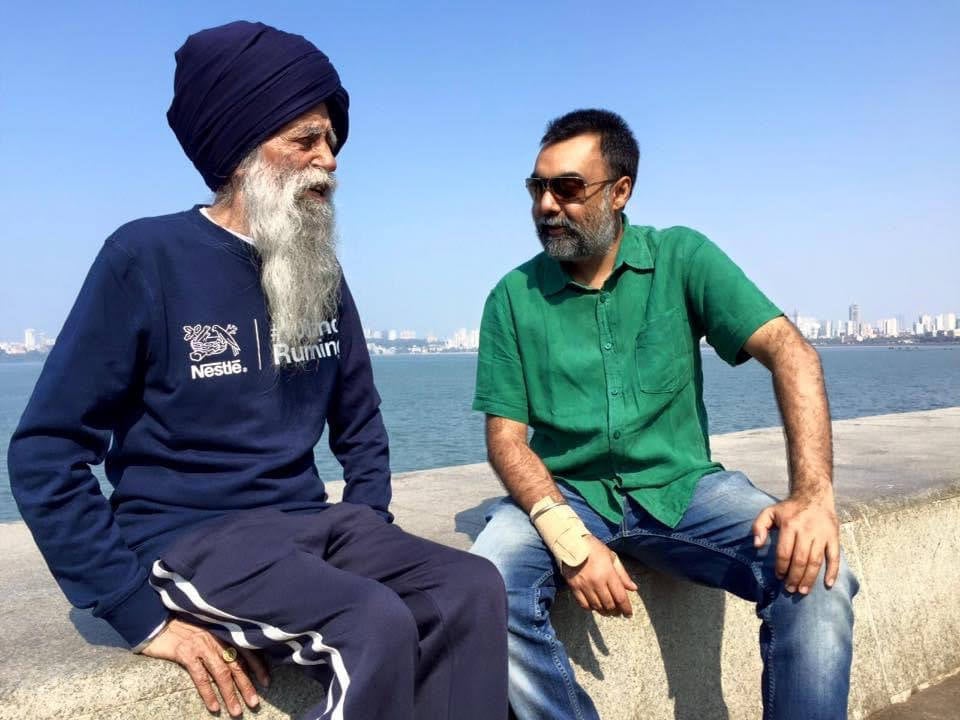 Indian author Khushwant Singh (right) with marathon runner Fauja Singh. Photo: Khushwant Singh