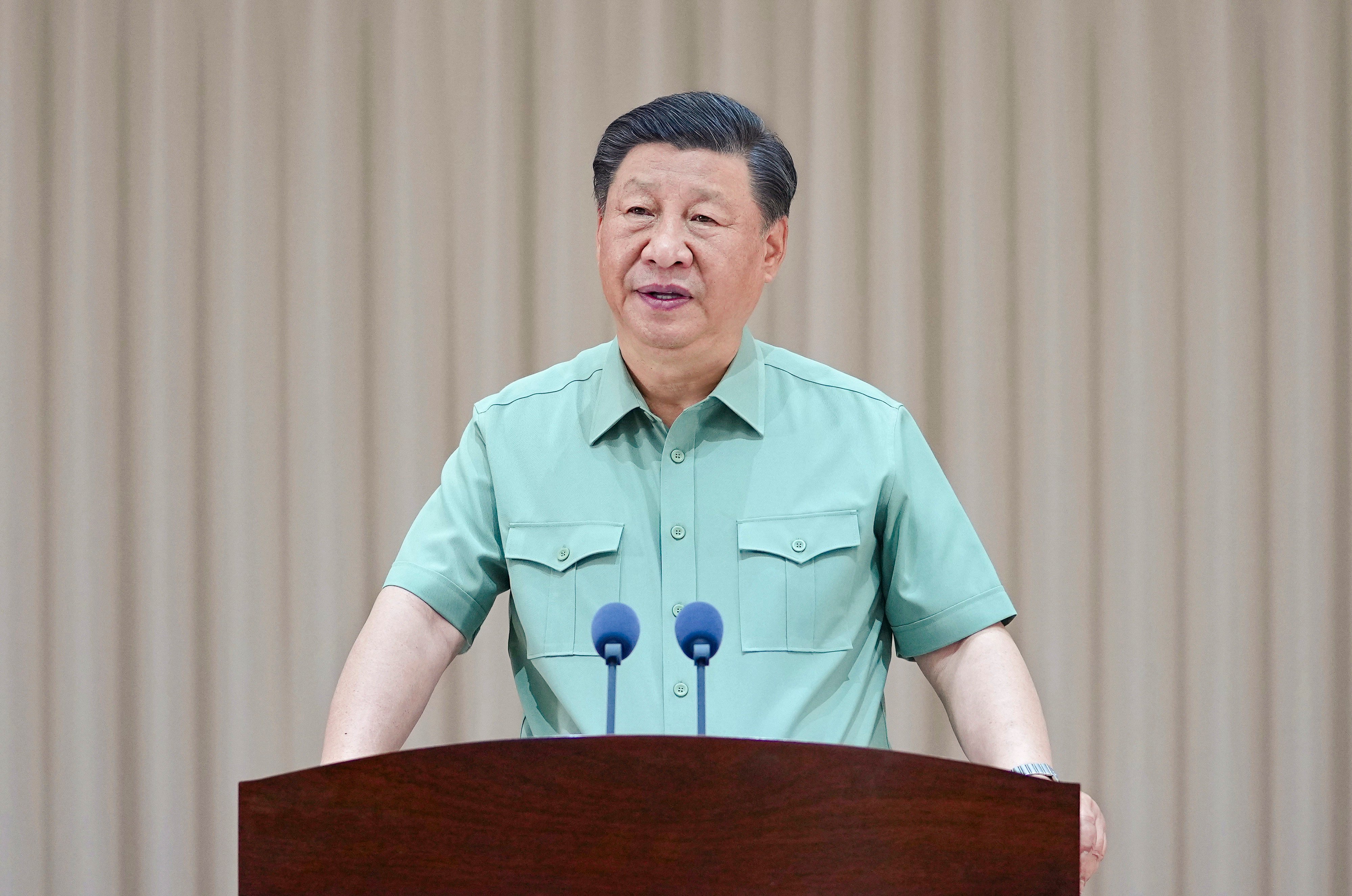 Chinese President Xi Jinping addresses troops at the headquarters of the PLA’s Eastern Theatre Command in Nanjing on Thursday. Photo: Xinhua