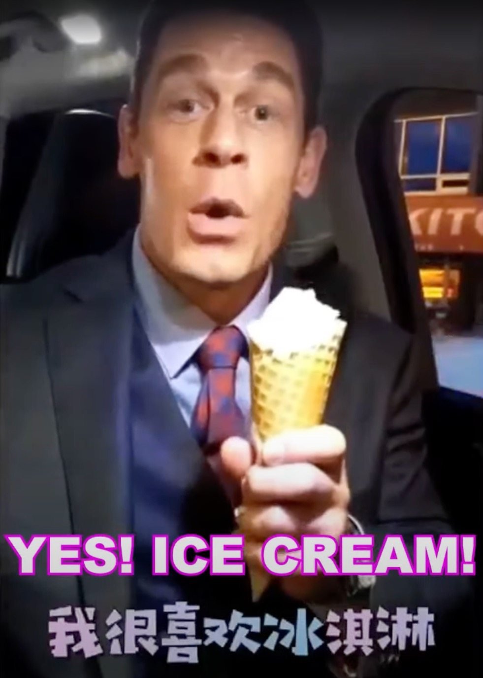 American pro wrestler and actor John Cena in a video on his Weibo account to promote “Fast and Furious 9” to the mainland Chinese market, while eating an ice cream. Photo: Weibo / @RealWWEJohnCena