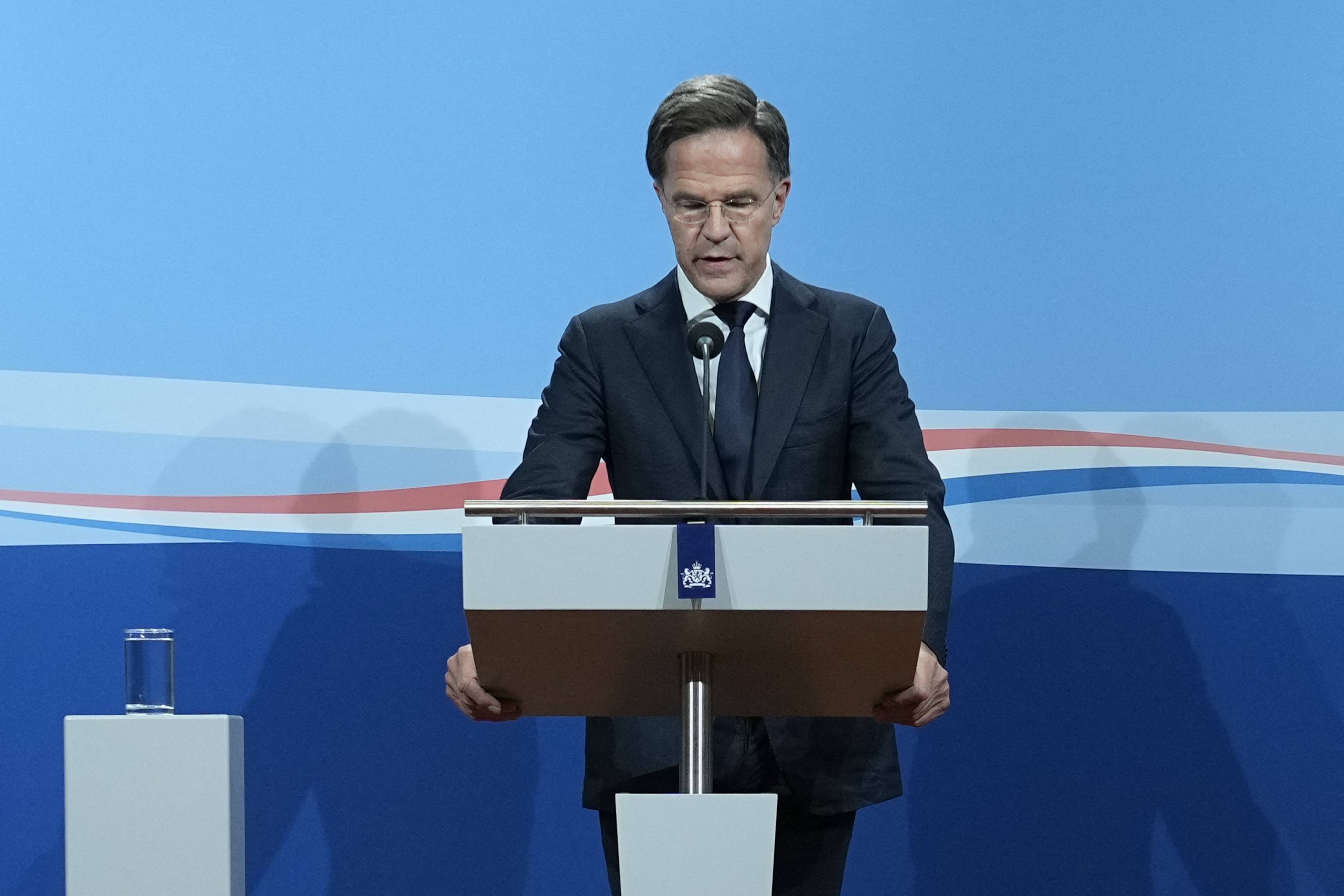 Dutch Prime Minister Mark Rutte  in The Hague, Netherlands on Friday. Photo: AFP