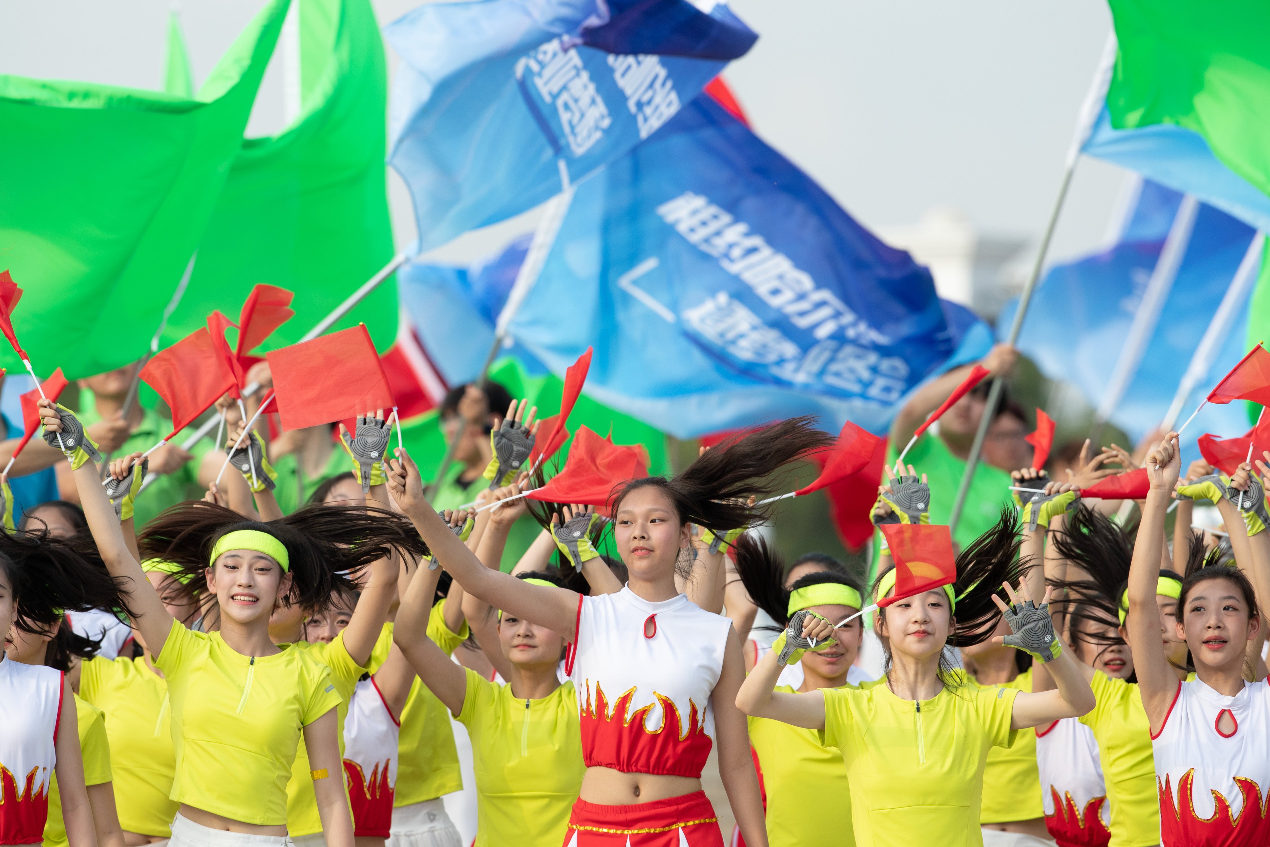 Actors celebrate during a celebration event for Harbin’s successful bid to host the Asian Winter Games. Harbin was chosen by the OCA to host the 2025 event on Saturday. Photo: Xinhua