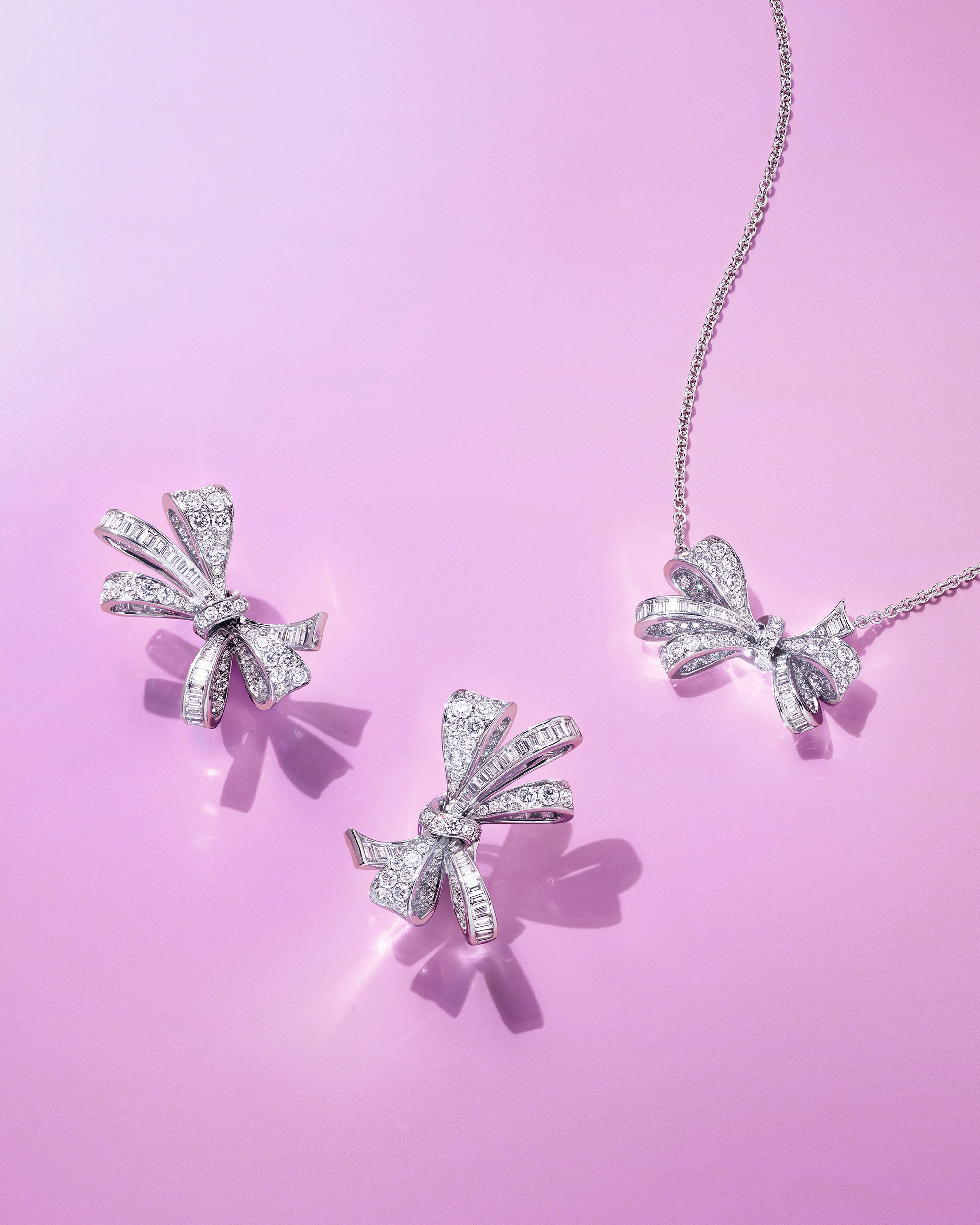 Bracelets, necklaces and even tiaras to add more bling to your wedding from luxury houses like Graff, with its meaningful knotted pieces from the Tilda’s Bow Collection shown here. Photo: Graff