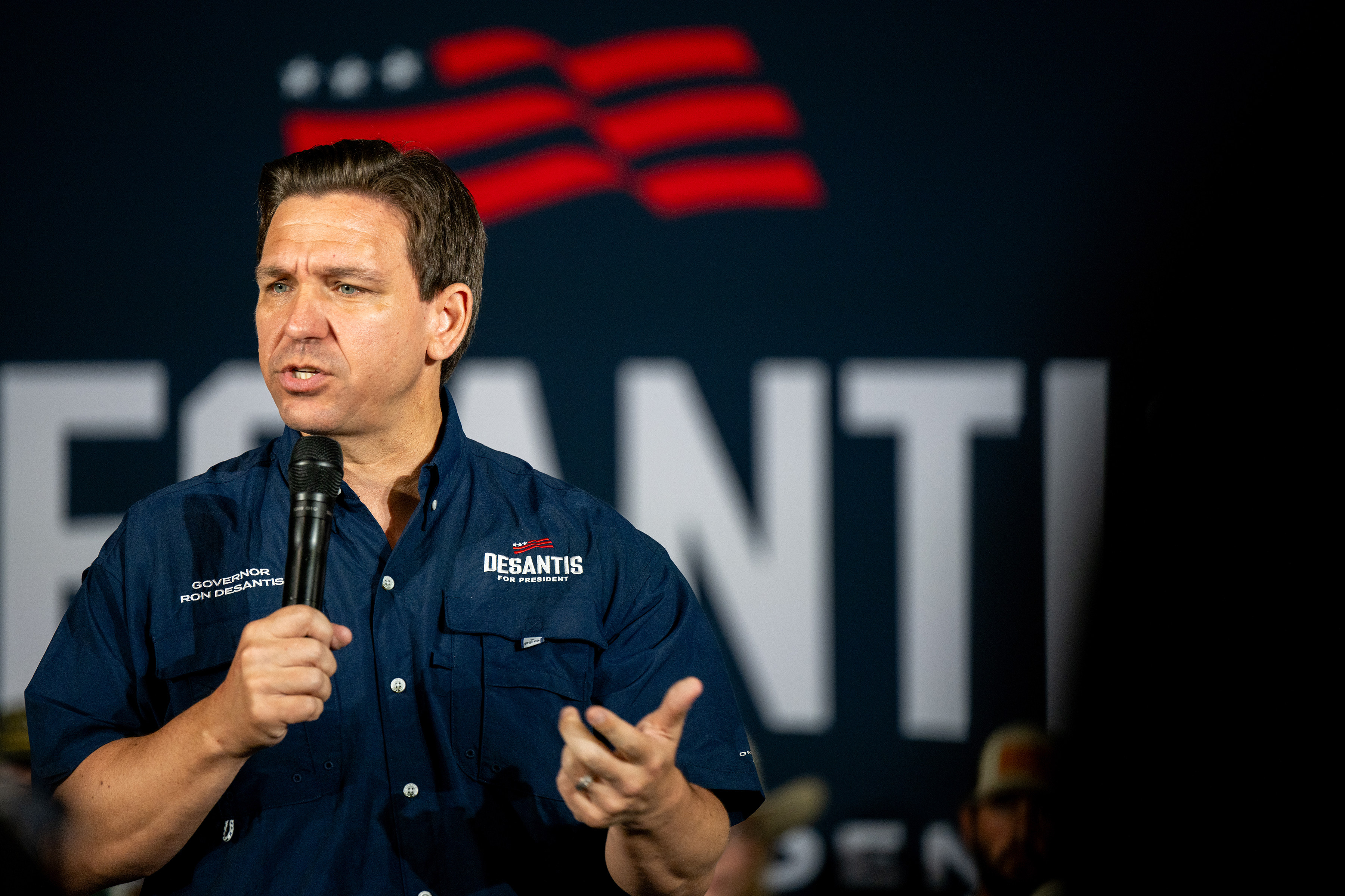 Republican presidential candidate, Florida Governor Ron DeSantis at a campaign rally in Eagle Pass, Texas on June 26. Photo: Getty Images / TNS