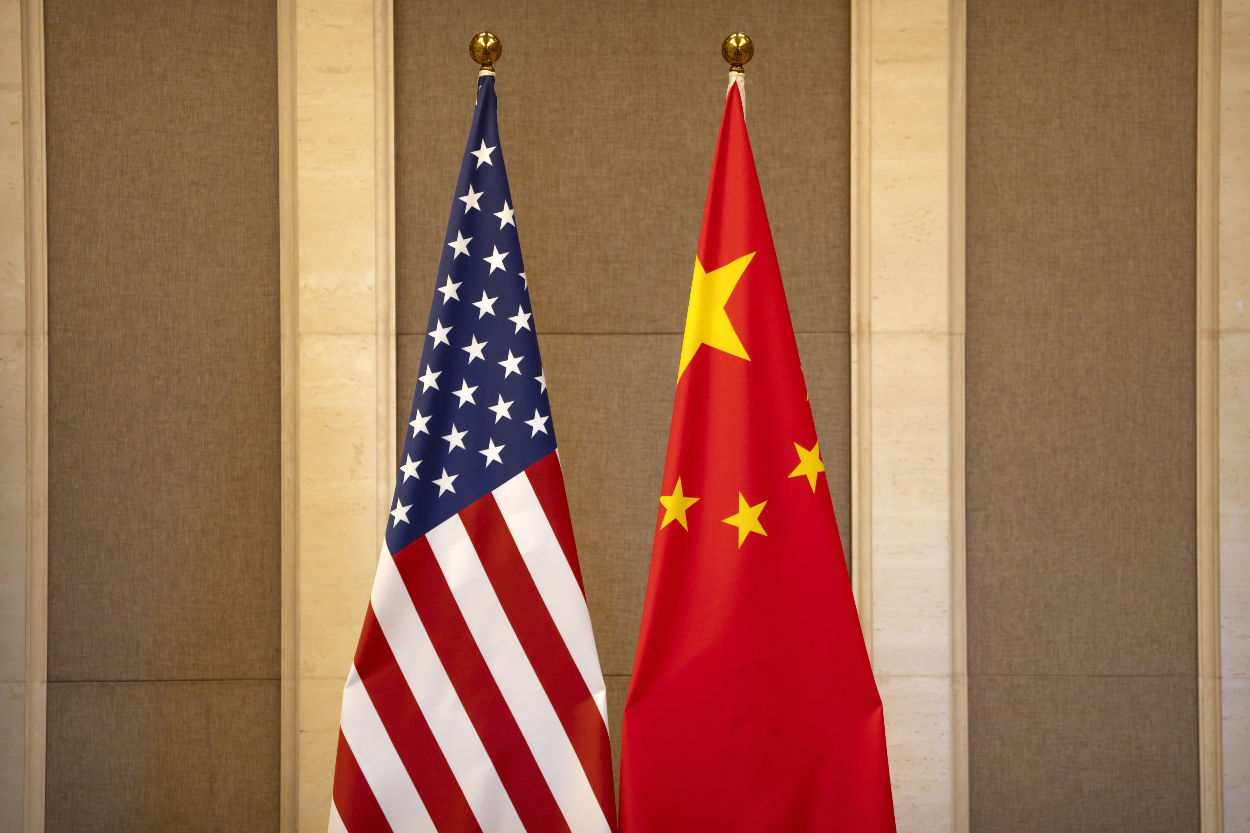 US and Chinese flags are set up before a meeting between Treasury Secretary Janet Yellen and Chinese Vice-Premier He Lifeng at the Diaoyutai State Guesthouse in Beijing on July 8. The mutual negative feeling among the Chinese and American peoples is worrying as it could fuel tensions between the two countries, which are already high. Photo: AP / Pool