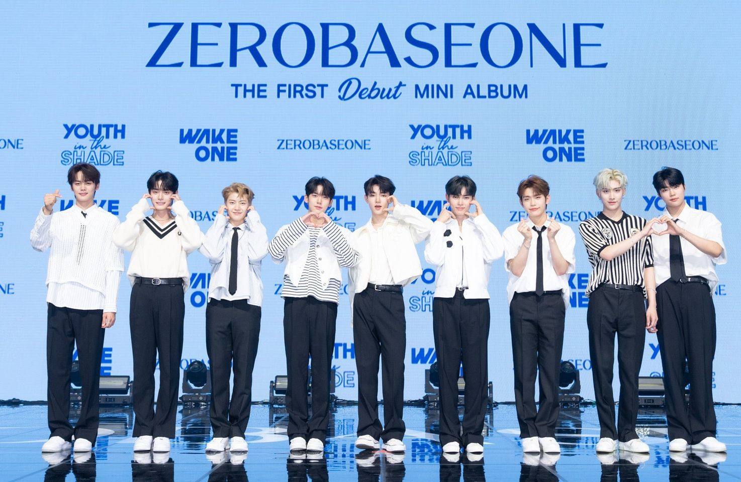 The members of rookie K-pop boy group ZeroBaseOne (ZB1) at a press event in Gwangjin district, Seoul, South Korea. They have smashed the record for most debut album pre-orders for “Youth in the Shade”. Photo: courtesy of WakeOne Entertainment