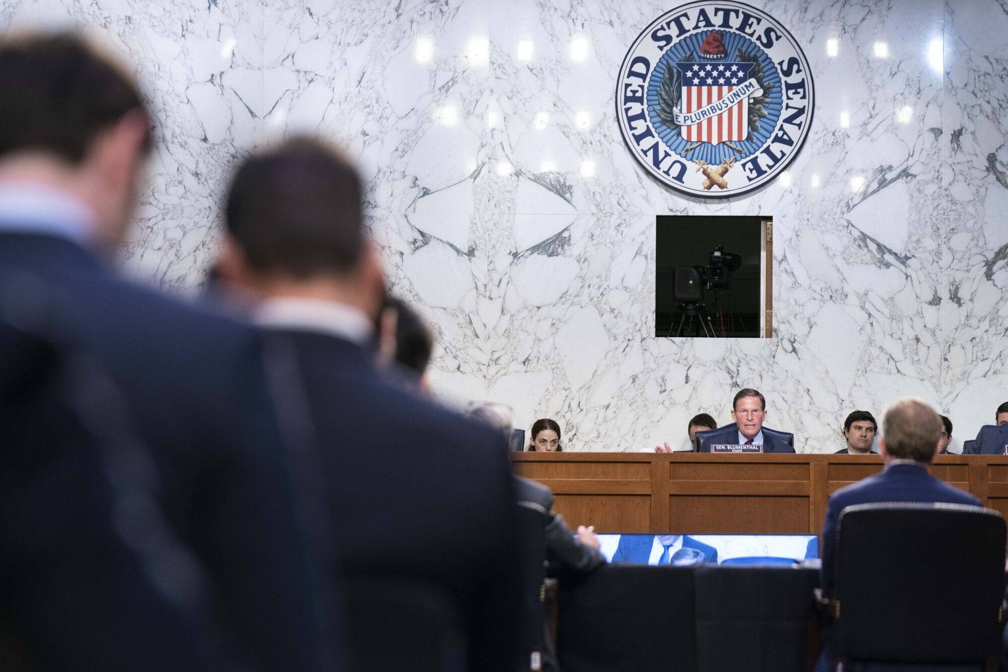 Senator Richard Blumenthal, chairman of the Senate Homeland Security and Governmental Affairs Subcommittee on Investigations, speaks during a hearing in Washington. Photo: Bloomberg