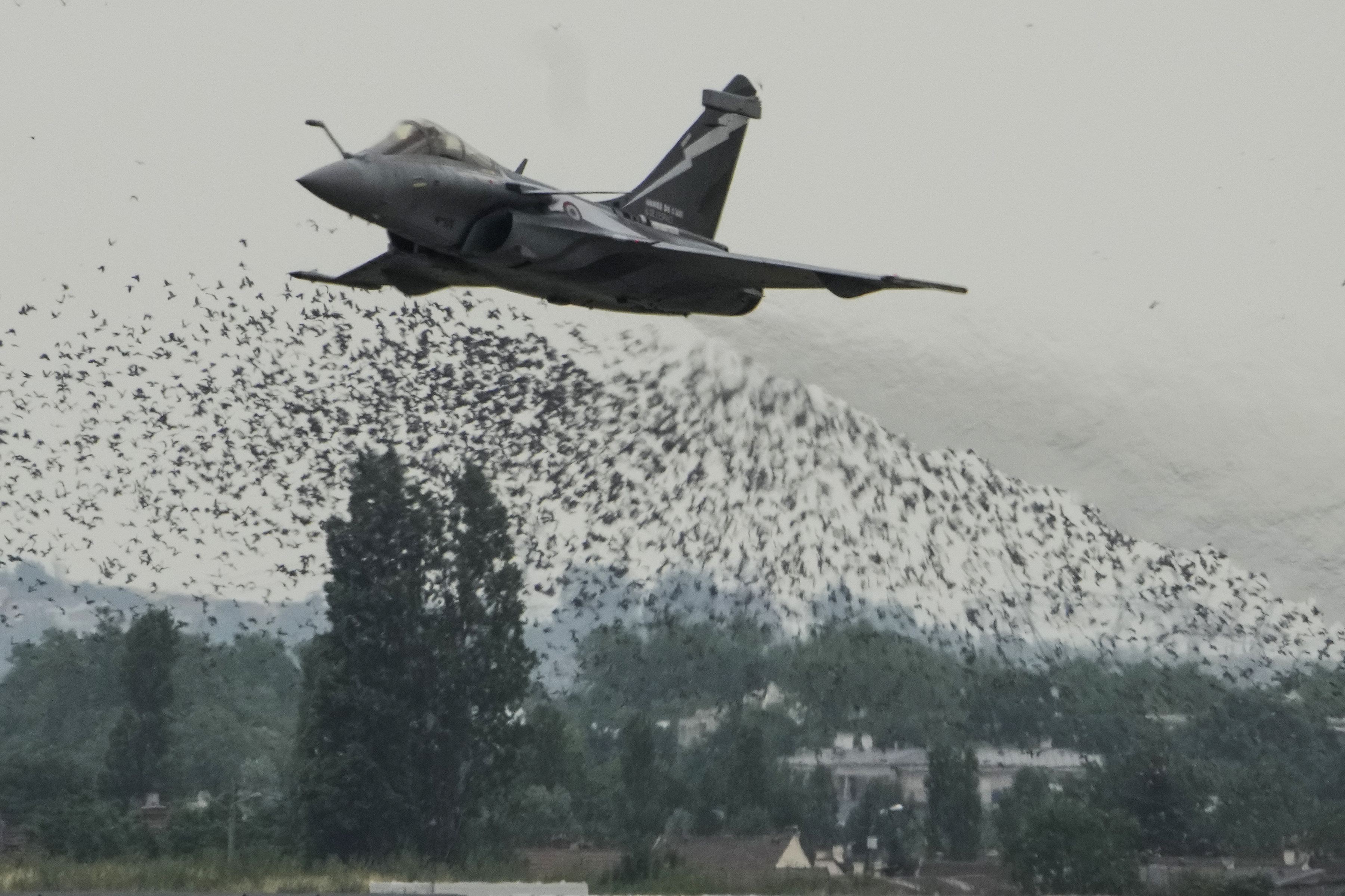The Dassault Rafale jet performs a demonstration flight during the Paris Air Show on June 19. Photo: AP