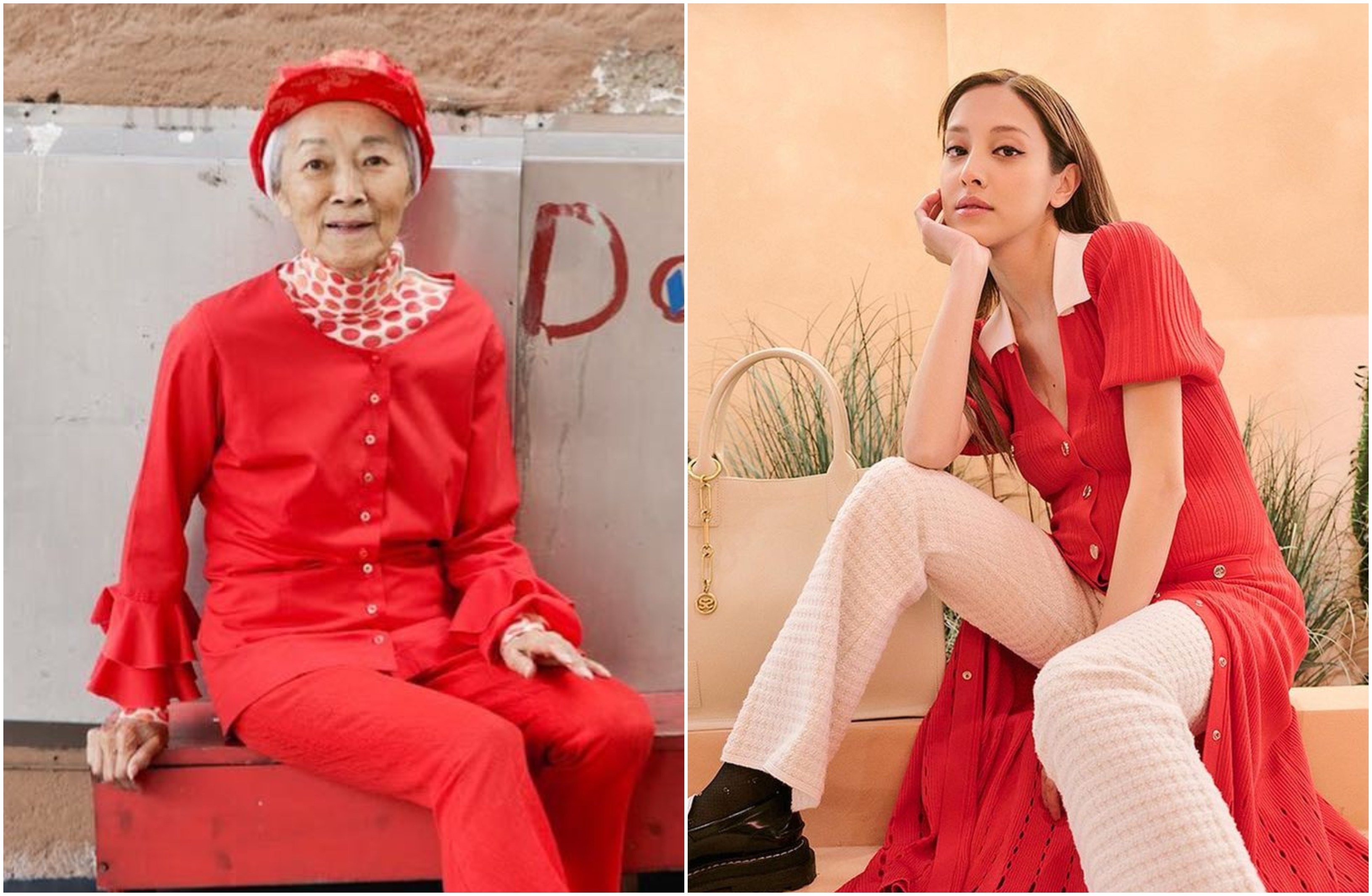 Dorothy “Polkadot” Quock and Grace Chan both rocking the grandmacore fashion trend. Photos:  @chinatownpretty/Instagram, @ghlchan/Instagram