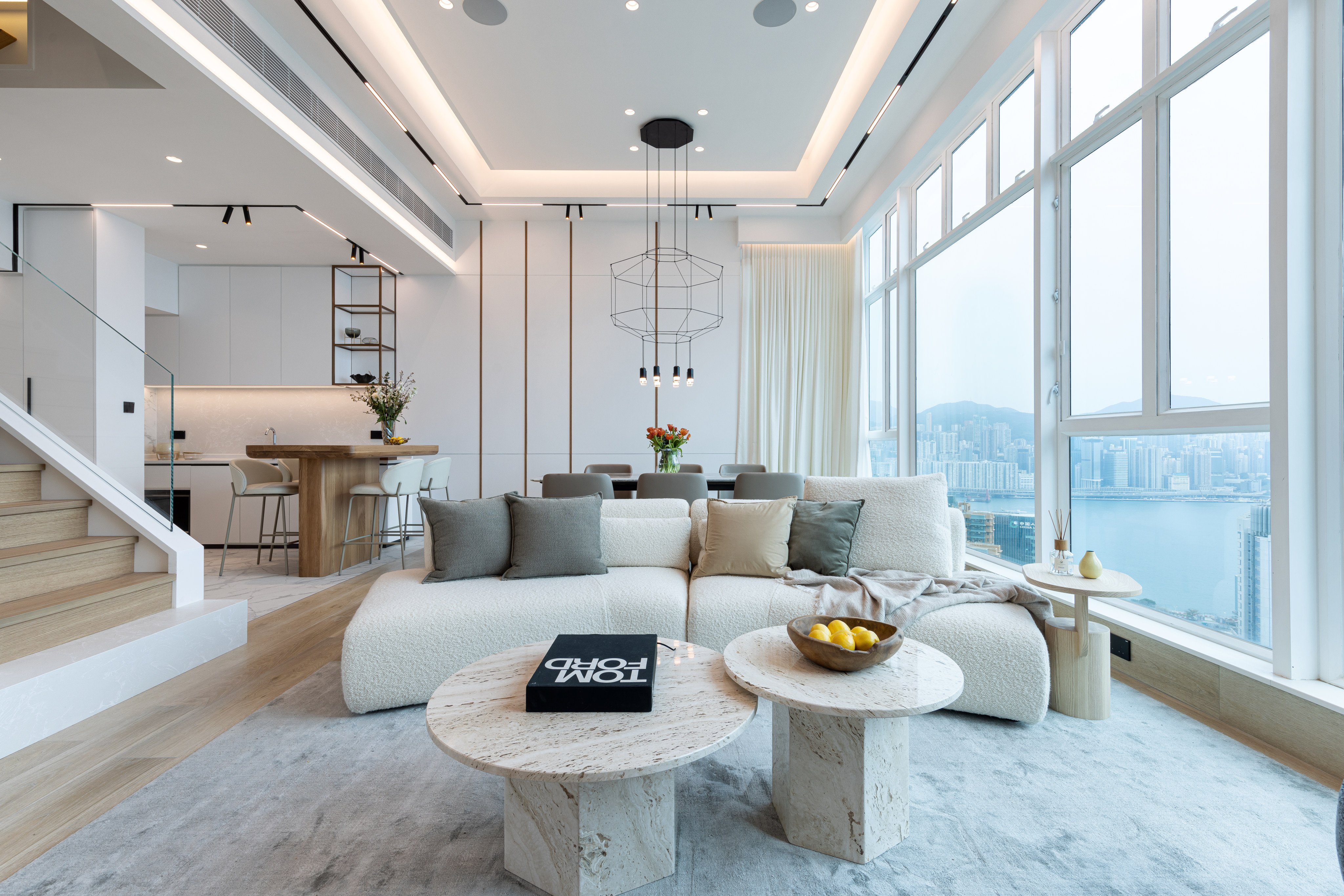 The living room of the Lin family’s Hung Hom penthouse flat. Fifteen years after the family of three moved into the place, they sought “a new living experience”. Photo: Dick Leung