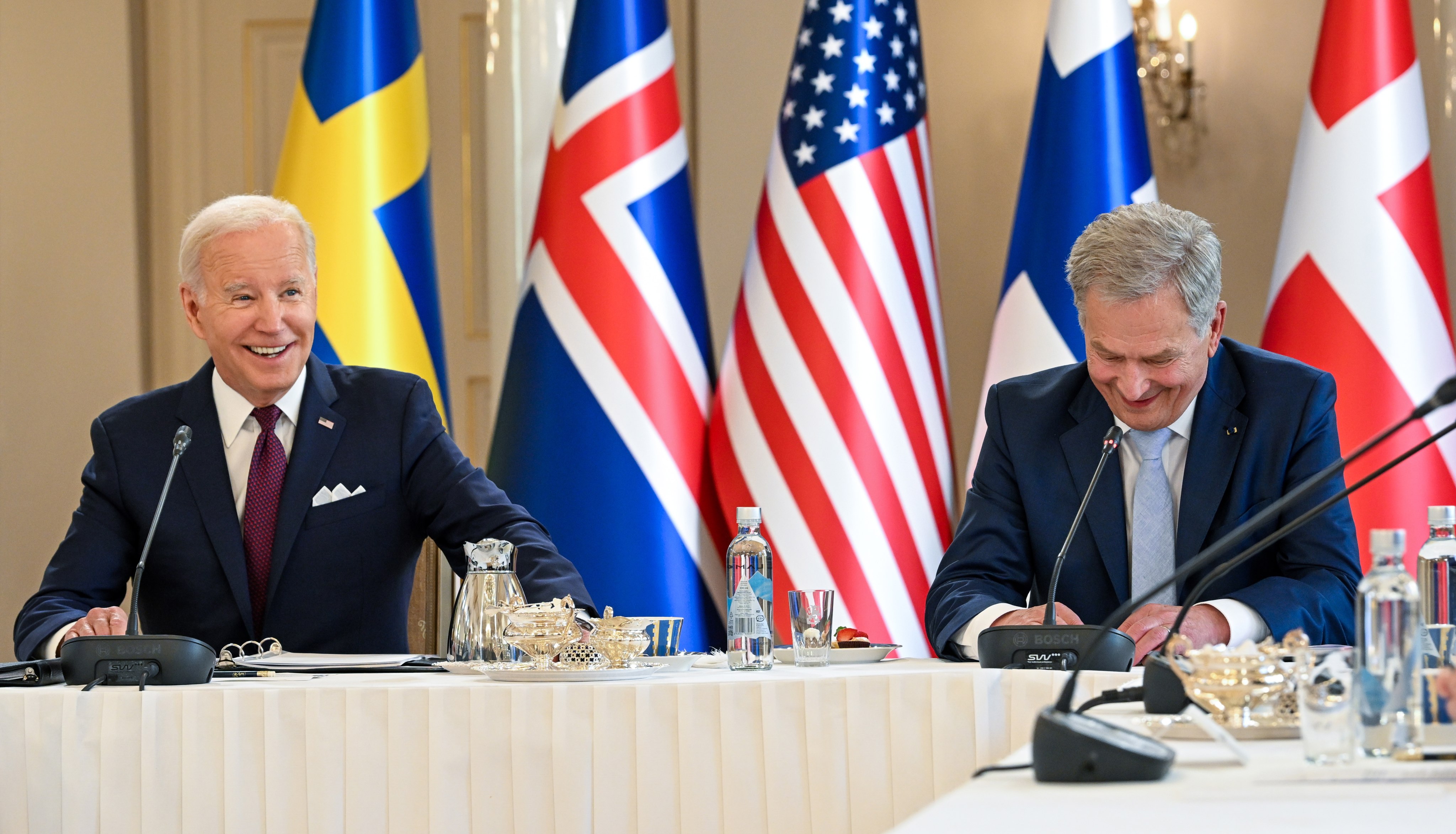 US President Joe Biden and Finland’s President Sauli Niinisto during the US-Nordic Leaders’ Summit Meeting at the Presidential Palace in Helsinki, Finland, . Photo: EPA-EFE