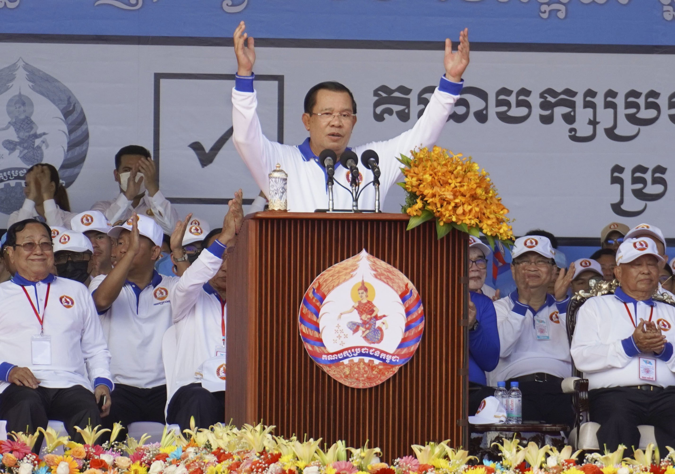 Without Facebook, Hun Sen’s daily deluge of hectoring speeches is not reaching his 14 million former followers on the platform. Photo: Kyodo