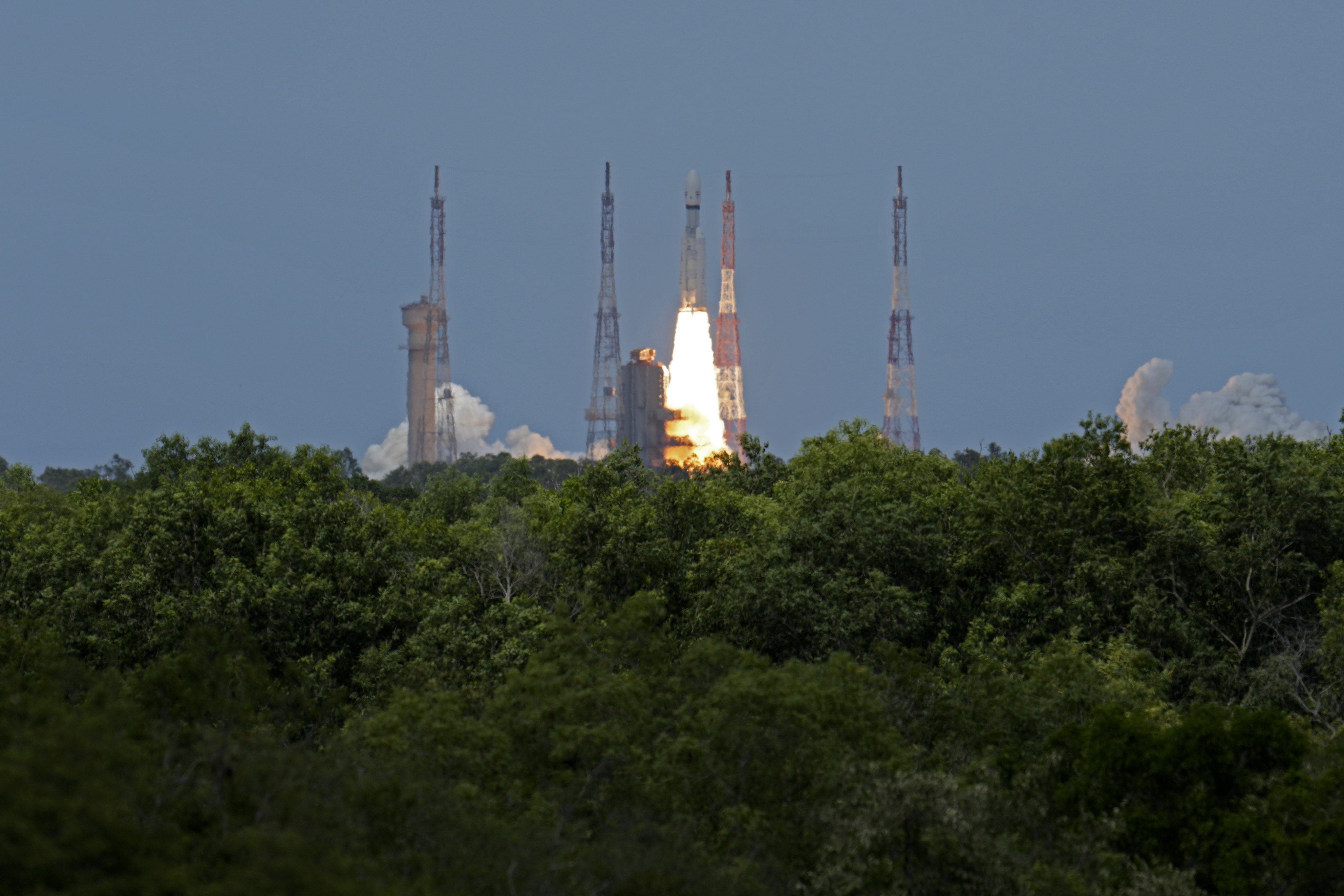 Indian spacecraft Chandrayaan-3 blasts off from the Satish Dhawan Space Centre in Sriharikota, India on July 14. Photo: AP