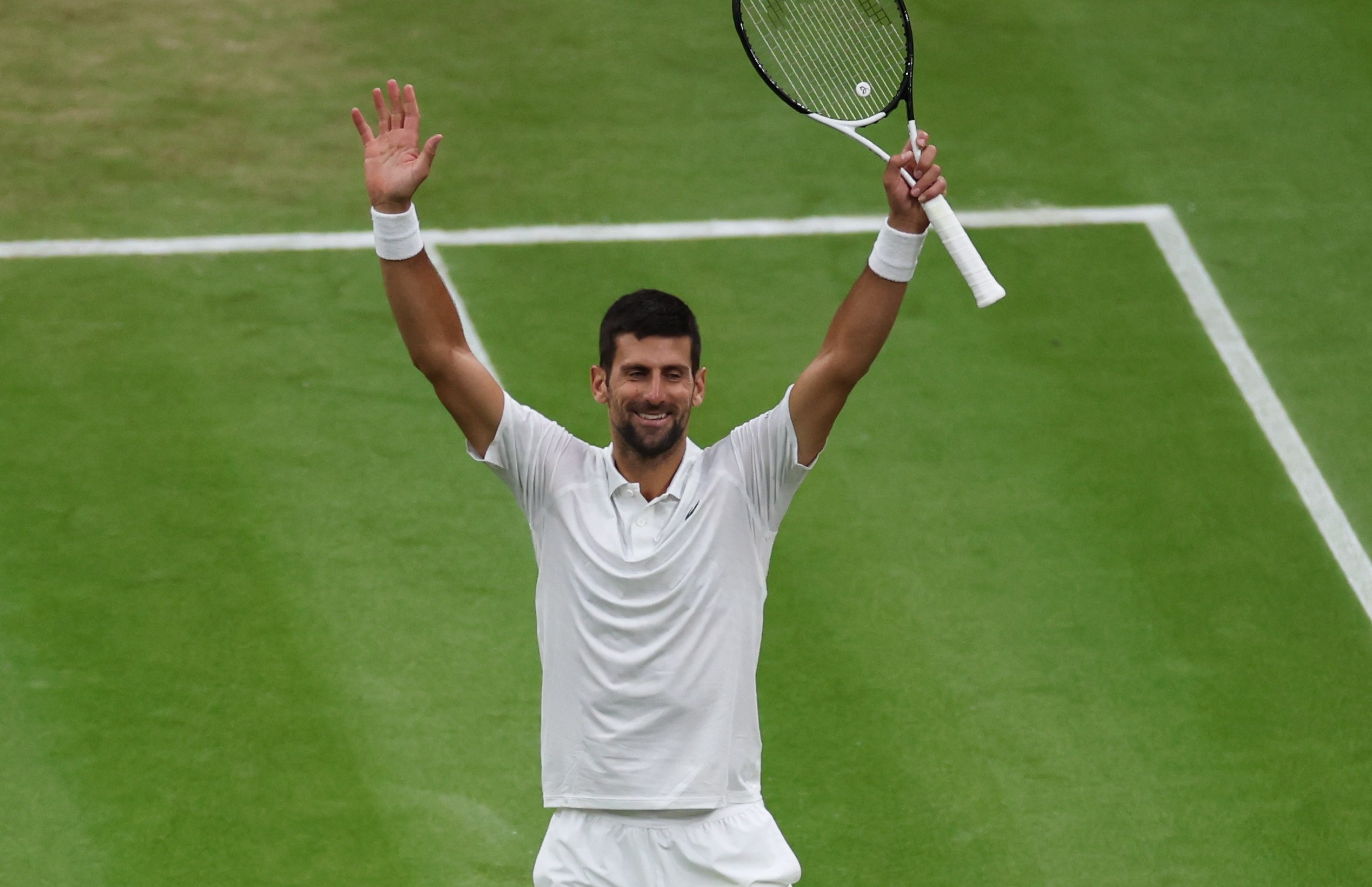 Novak Djokovic celebrates winning his men’s Singles semi-final against Jannik Sinnner. Photo: EPA-EFE